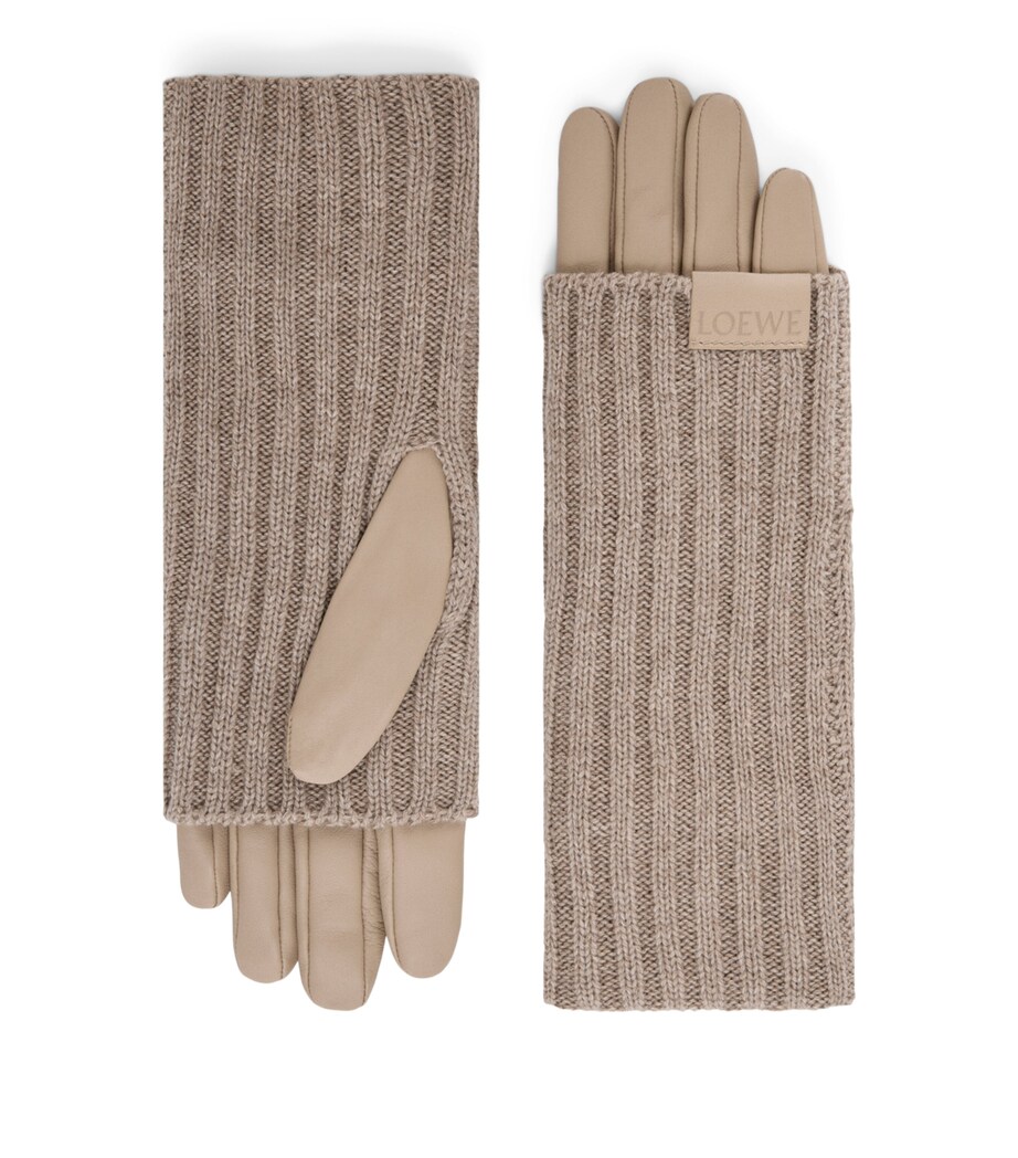 LOEWE Cashmere-Leather Gloves Sand Image 1