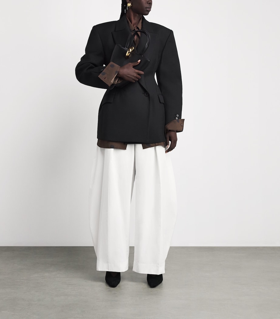 Jacquemus Womens Barrel Ovalo Trousers White Image 2