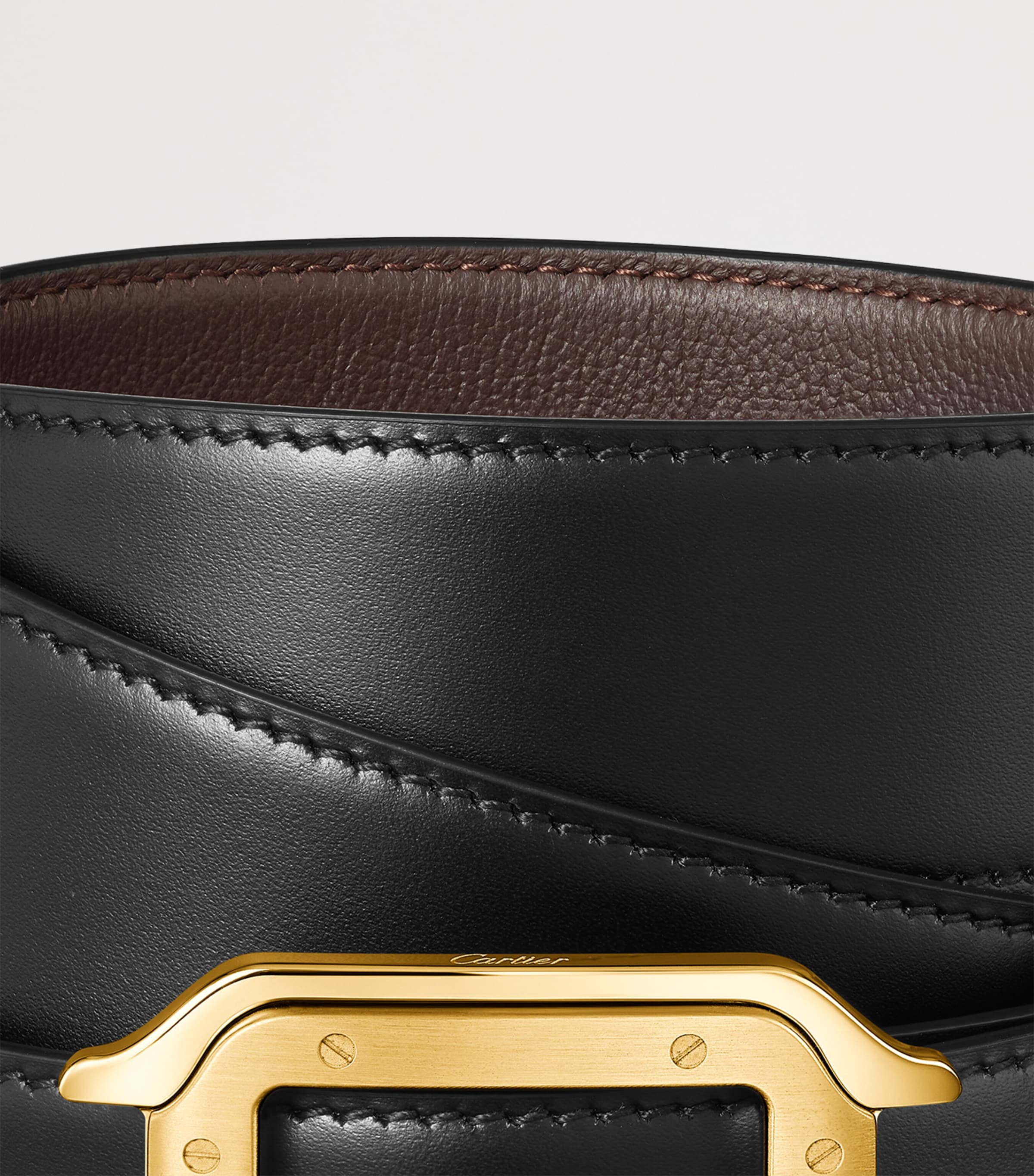 Cartier Leather Santos de Cartier Reversible Belt Black Image 7