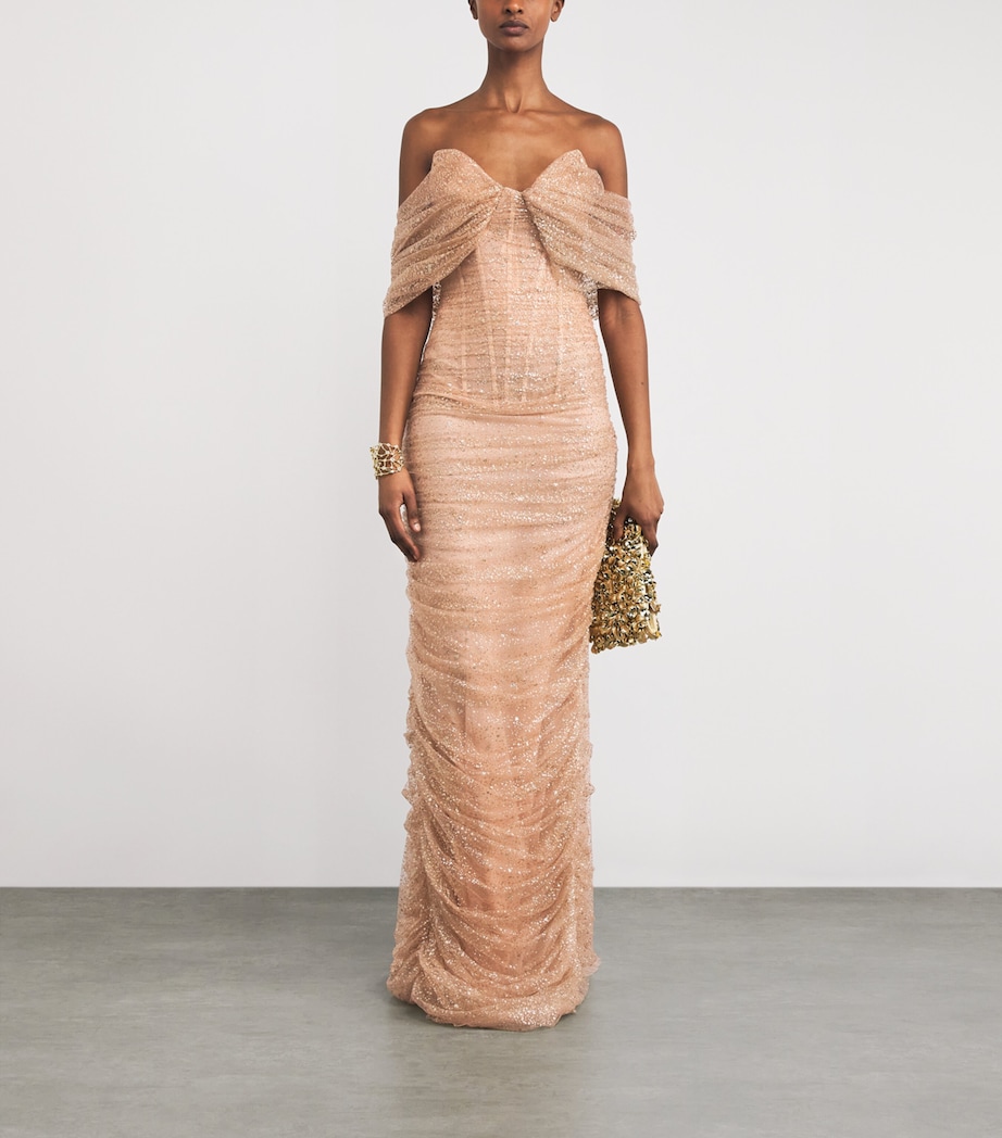 Tulle Draped La Rose Gown PEACH Image 2