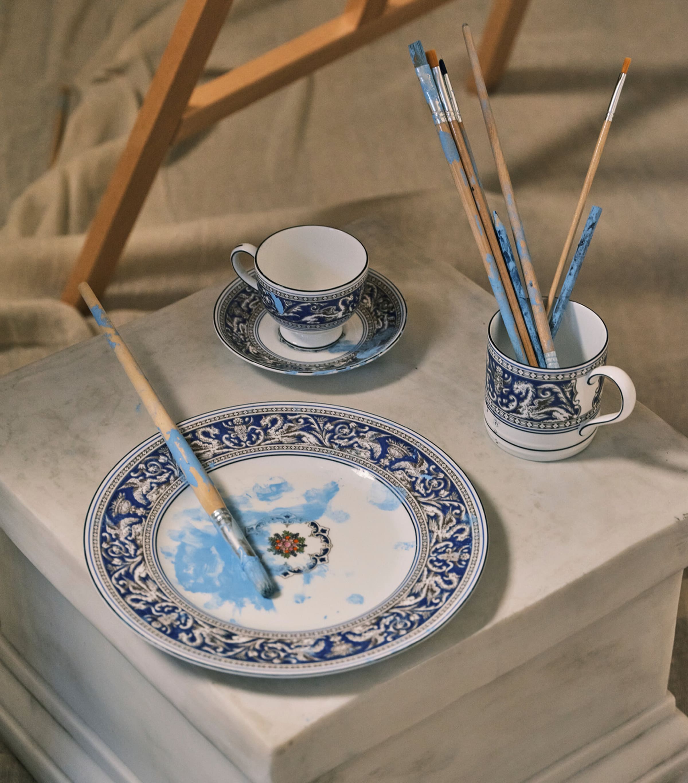 Florentine Marine Teacup & Saucer BLUE Image 2