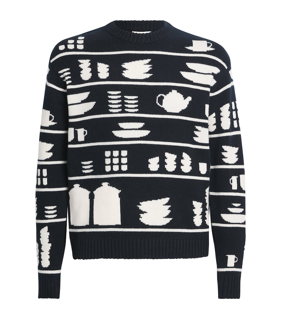 Wool Crockery Jacquard Sweater BLACK/WHITE Image 1