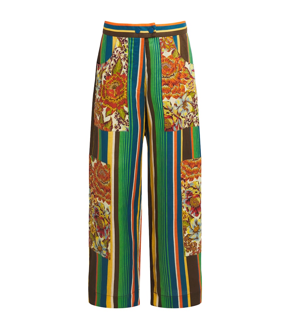 ALEMAIS Womens Linen Stripe Charlie Trousers Image 1