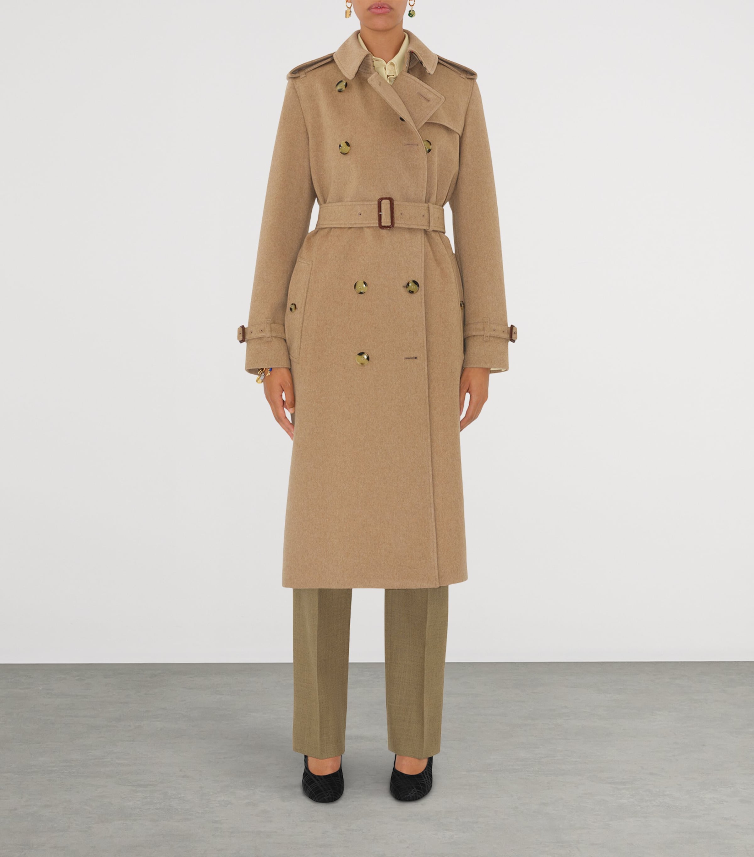 Burberry Beige Cashmere Long Kensington Heritage Trench Coat