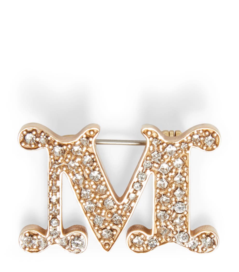 Max Mara Embellished Monogram Brooch Optical White Image 1