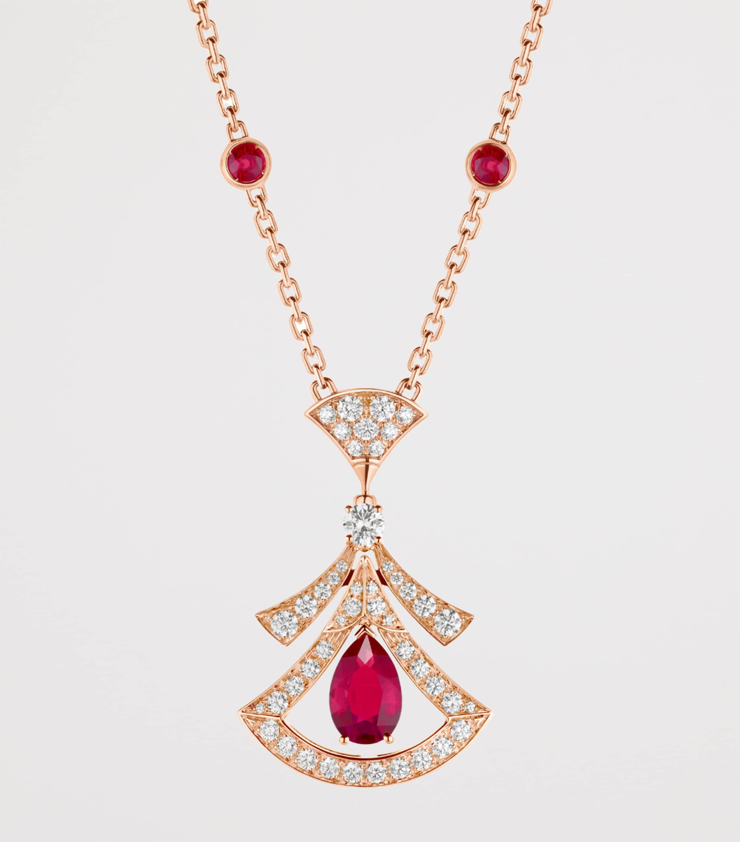Rose Gold, Ruby and Diamond Divas' Dream Openwork Necklace PINK GOLD Image 2