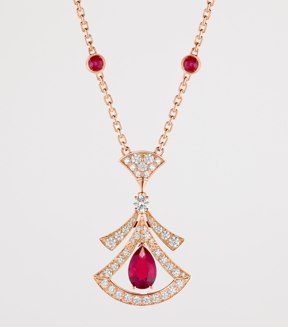 Rose Gold, Ruby and Diamond Divas' Dream Openwork Necklace PINK GOLD Image 2