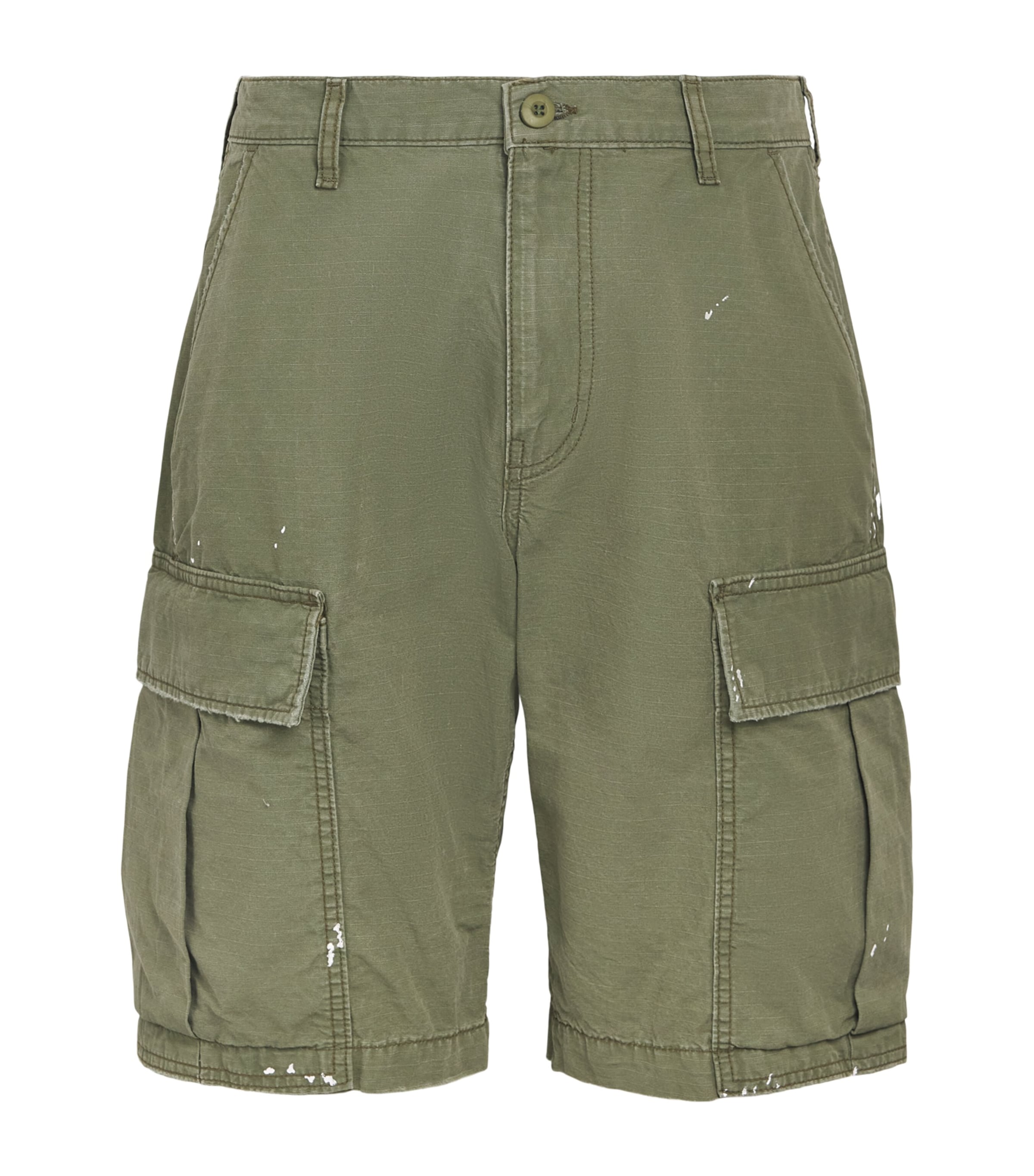 Cherry Los Angeles Mens Cotton Paint Splatter Cargo Shorts Army Green Image 1