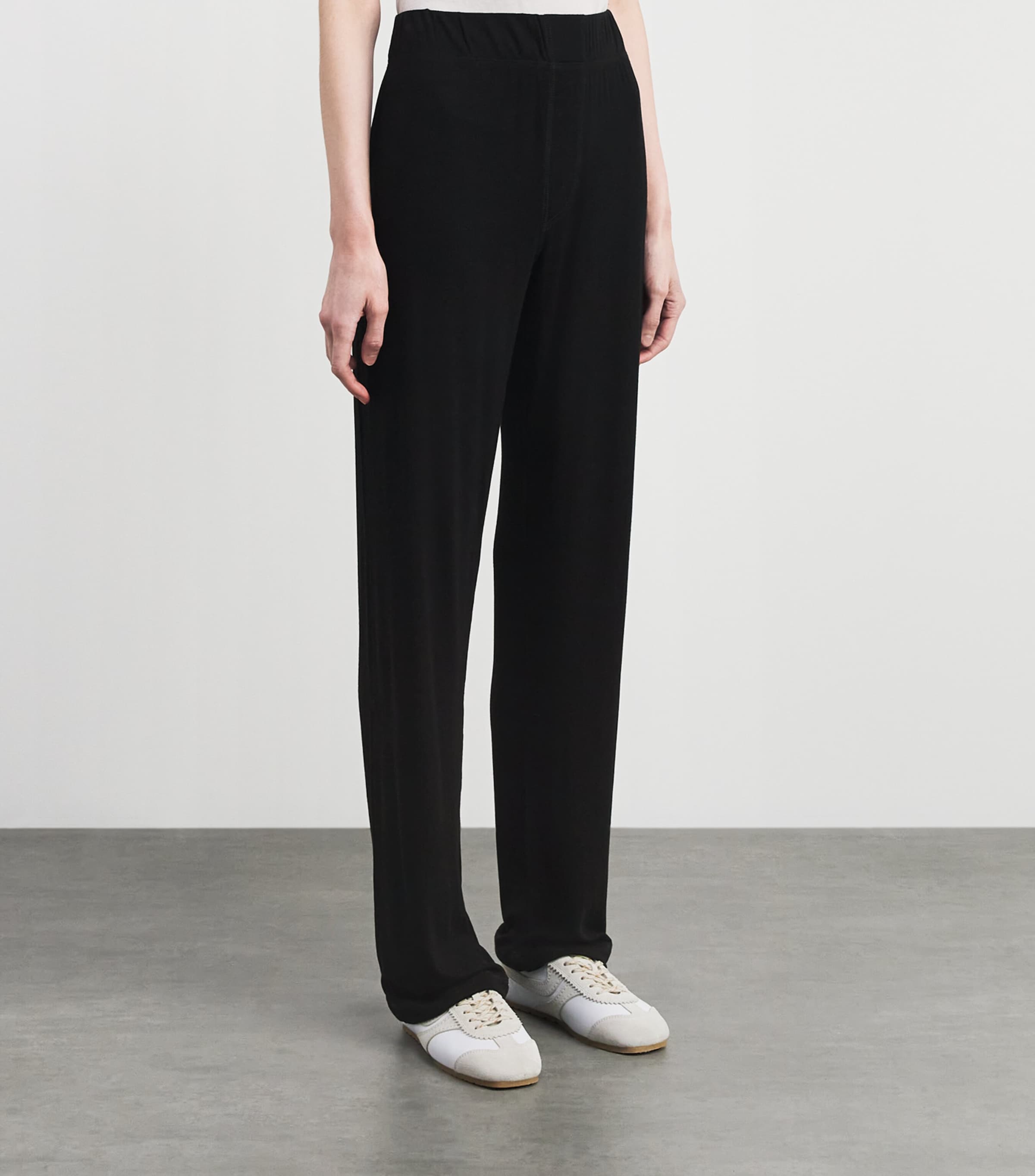 ÉTERNE Womens Cotton-Modal Ribbed Sweatpants Black Image 4