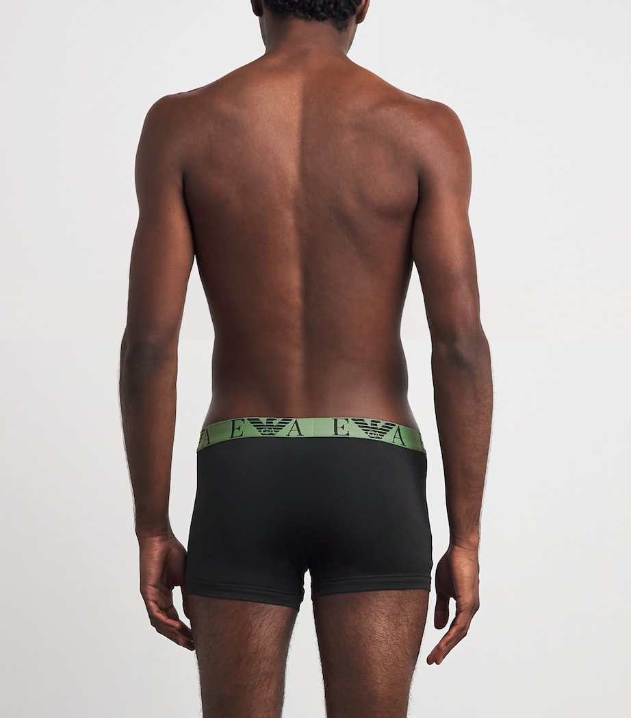 Emporio Armani Mens Stretch-Cotton Eagle Monogram Trunks (Pack of 3) Green/blk Image 3