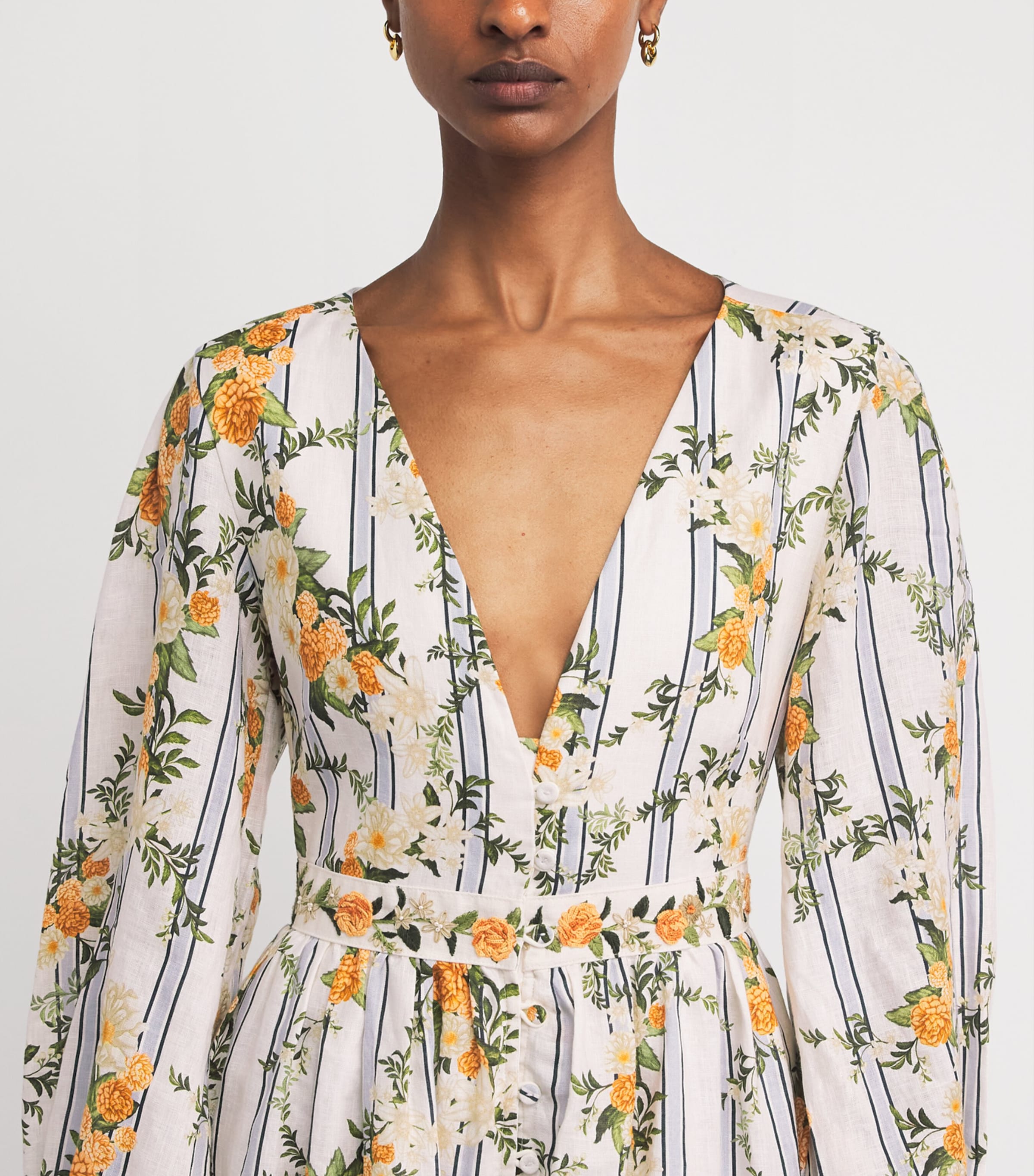 Agua By Agua Bendita Womens Linen Floral Frambuesa Valle Maxi Dress Image 3