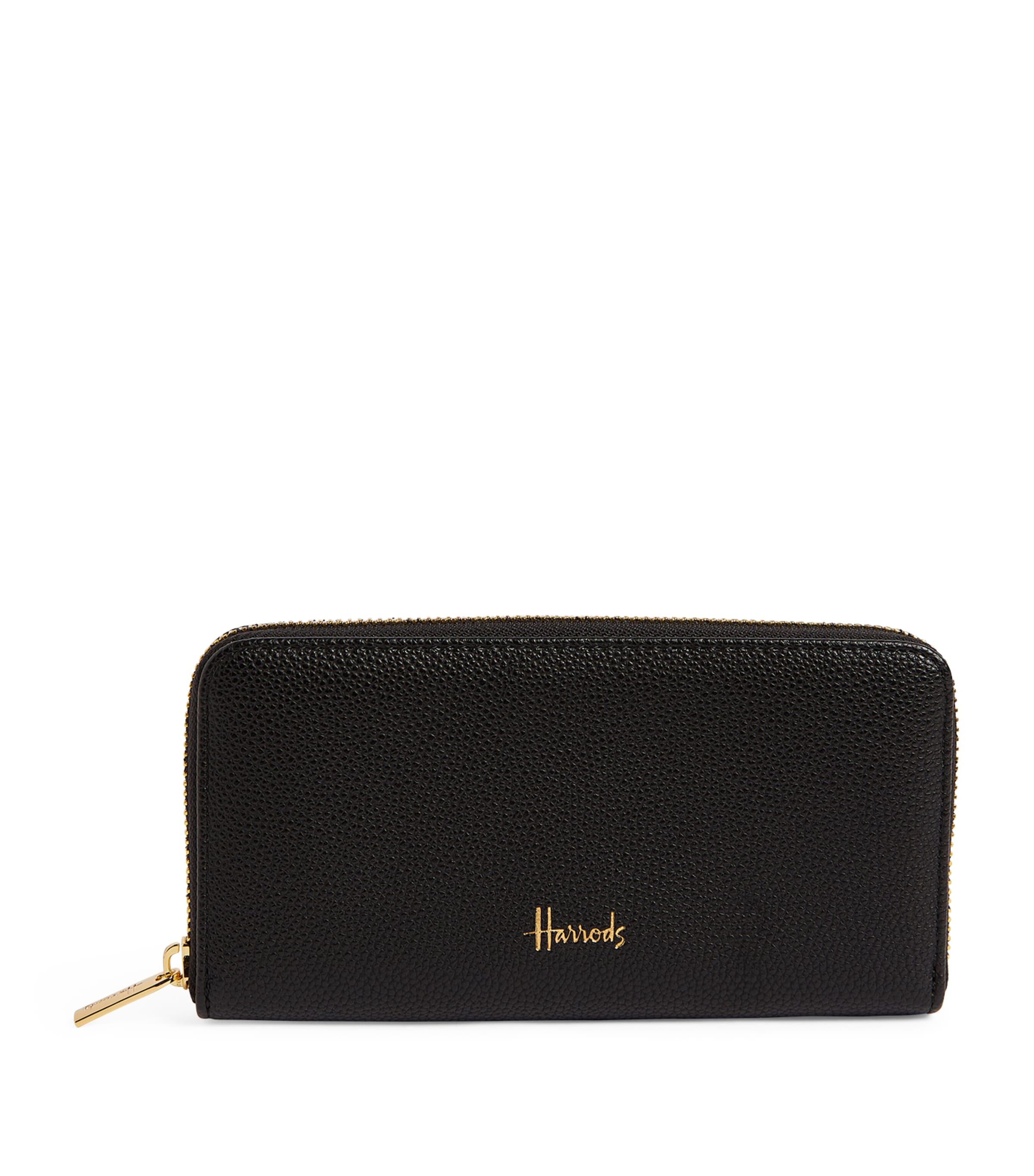 Harrods Oxford Zip-around Wallet In Black