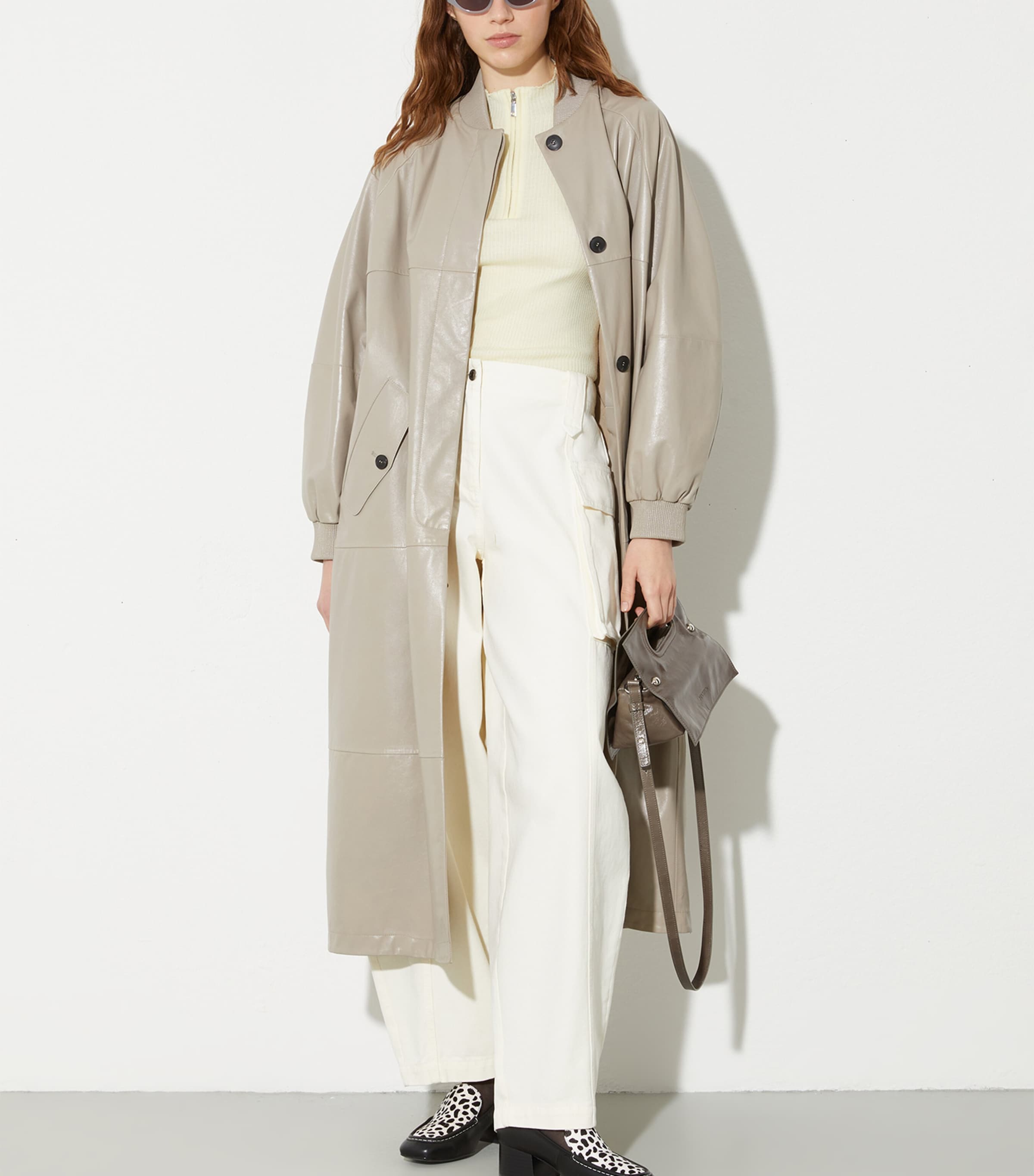 Leather Trench Coat GREY Image 2