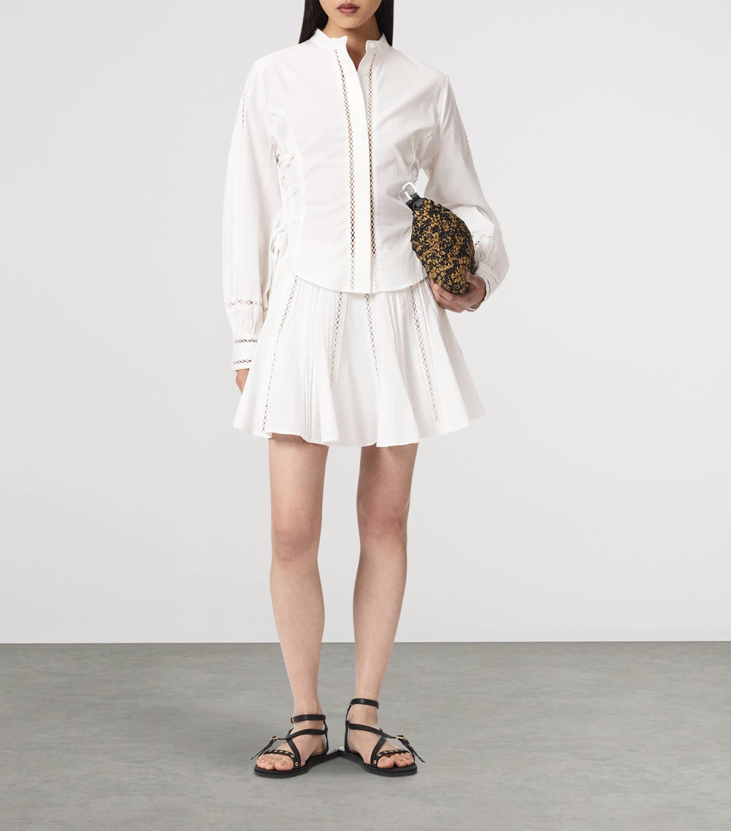 AllSaints Womens Organic Cotton Frances Mini Skirt Optic White Image 2