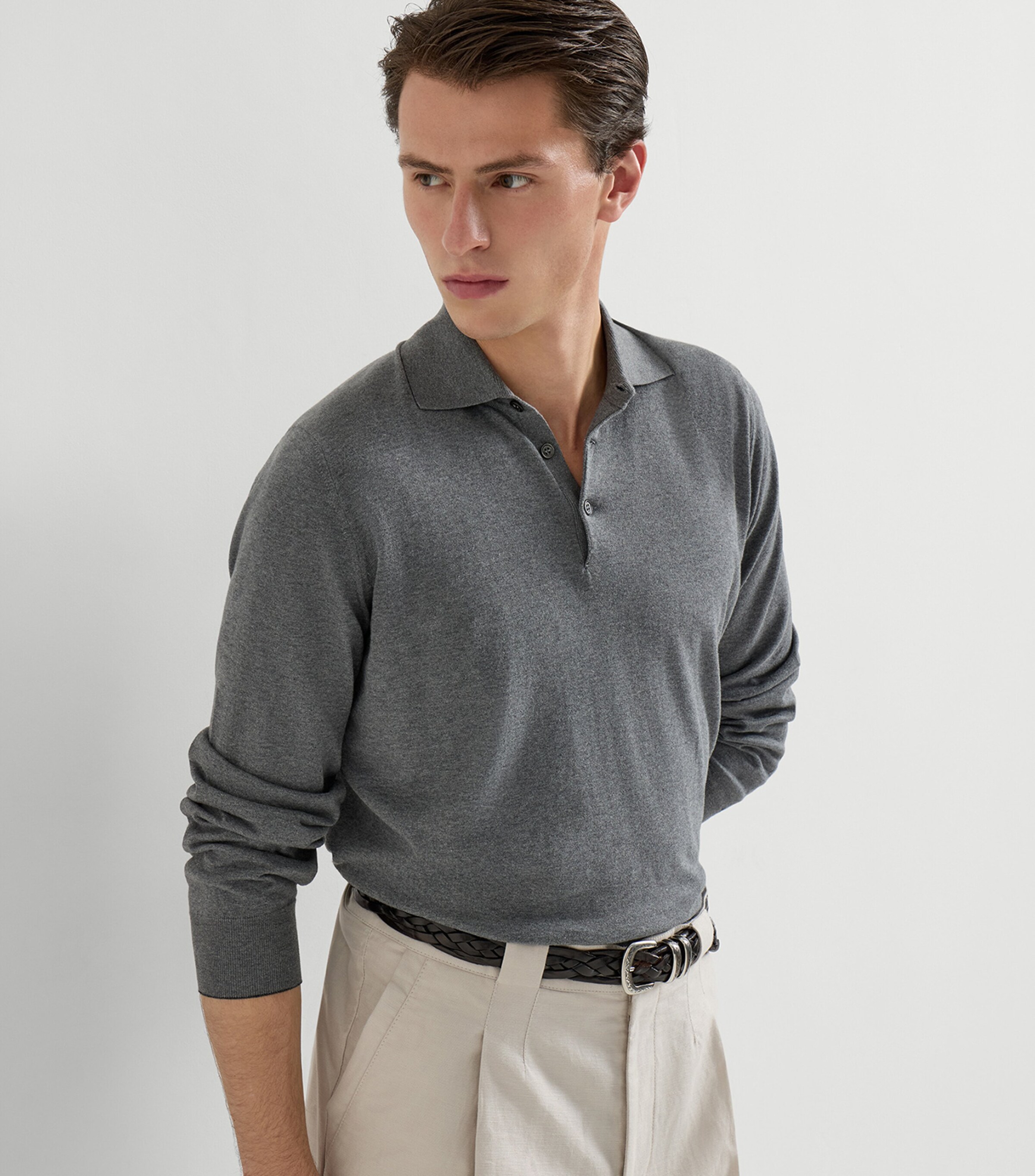 Brunello Cucinelli Mens Cotton Polo Sweater Image 4