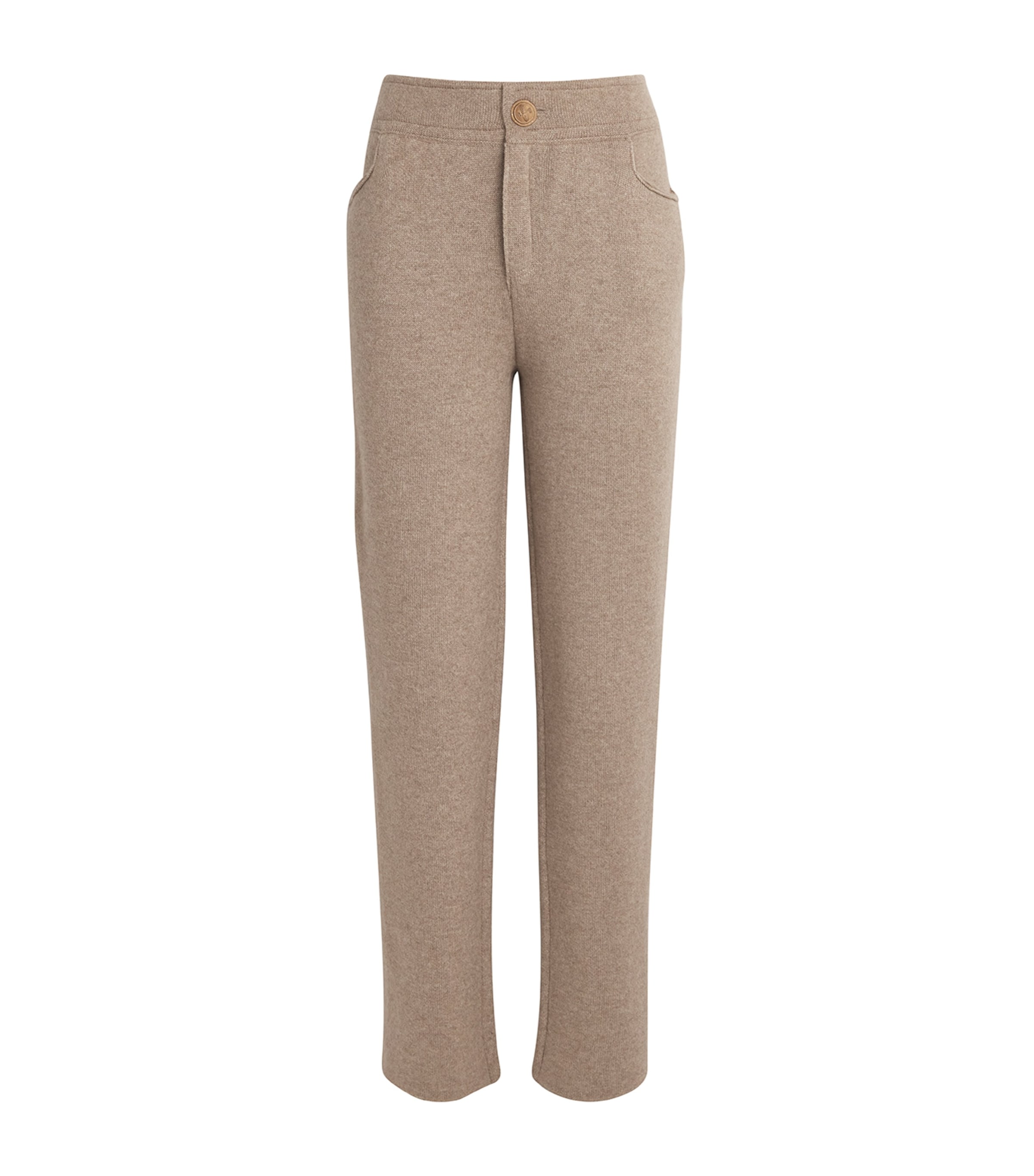 Shop Barrie Cashmere Straight High-waist Trousers In Brown