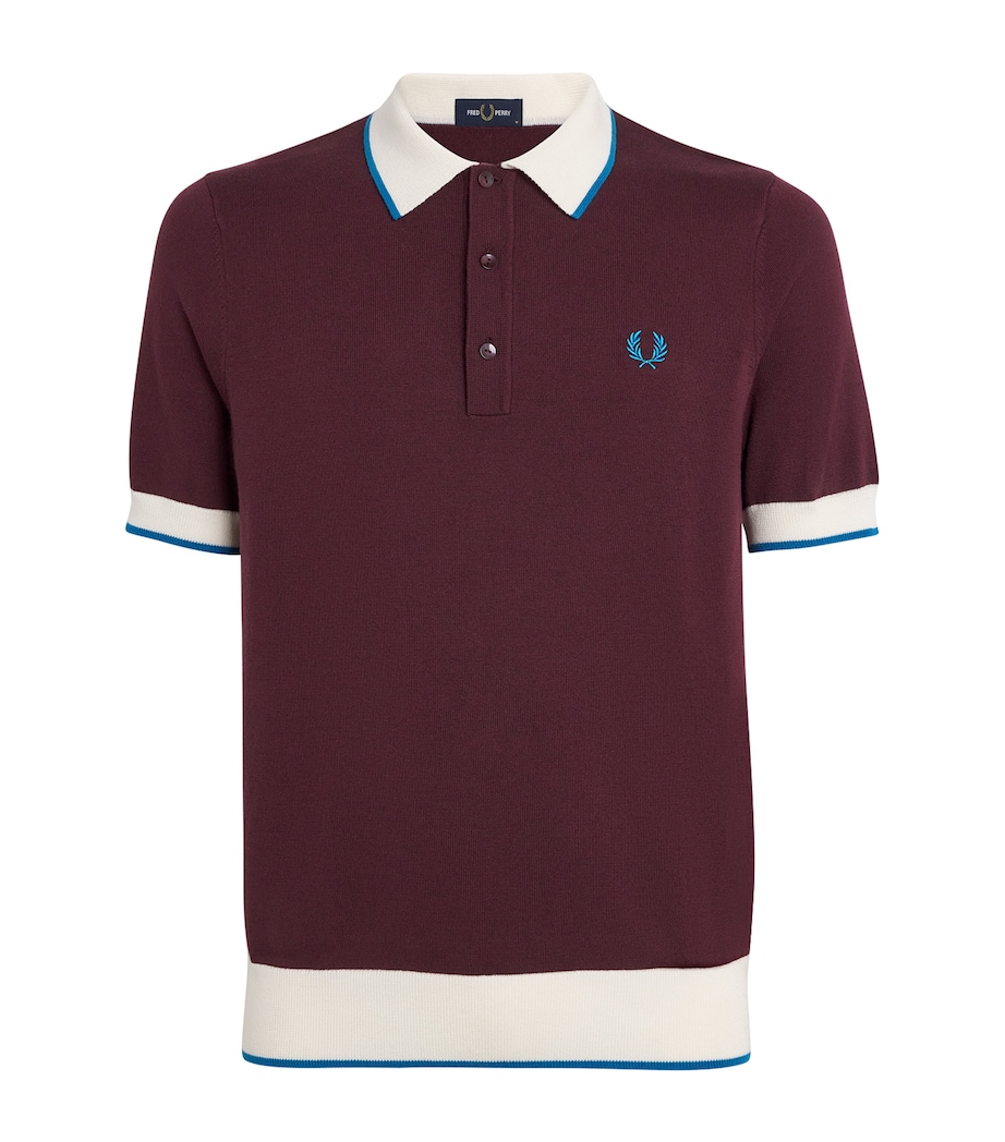 Wool-Cotton Contrast-Trim Polo Shirt 597-OXBLOOD Image 1
