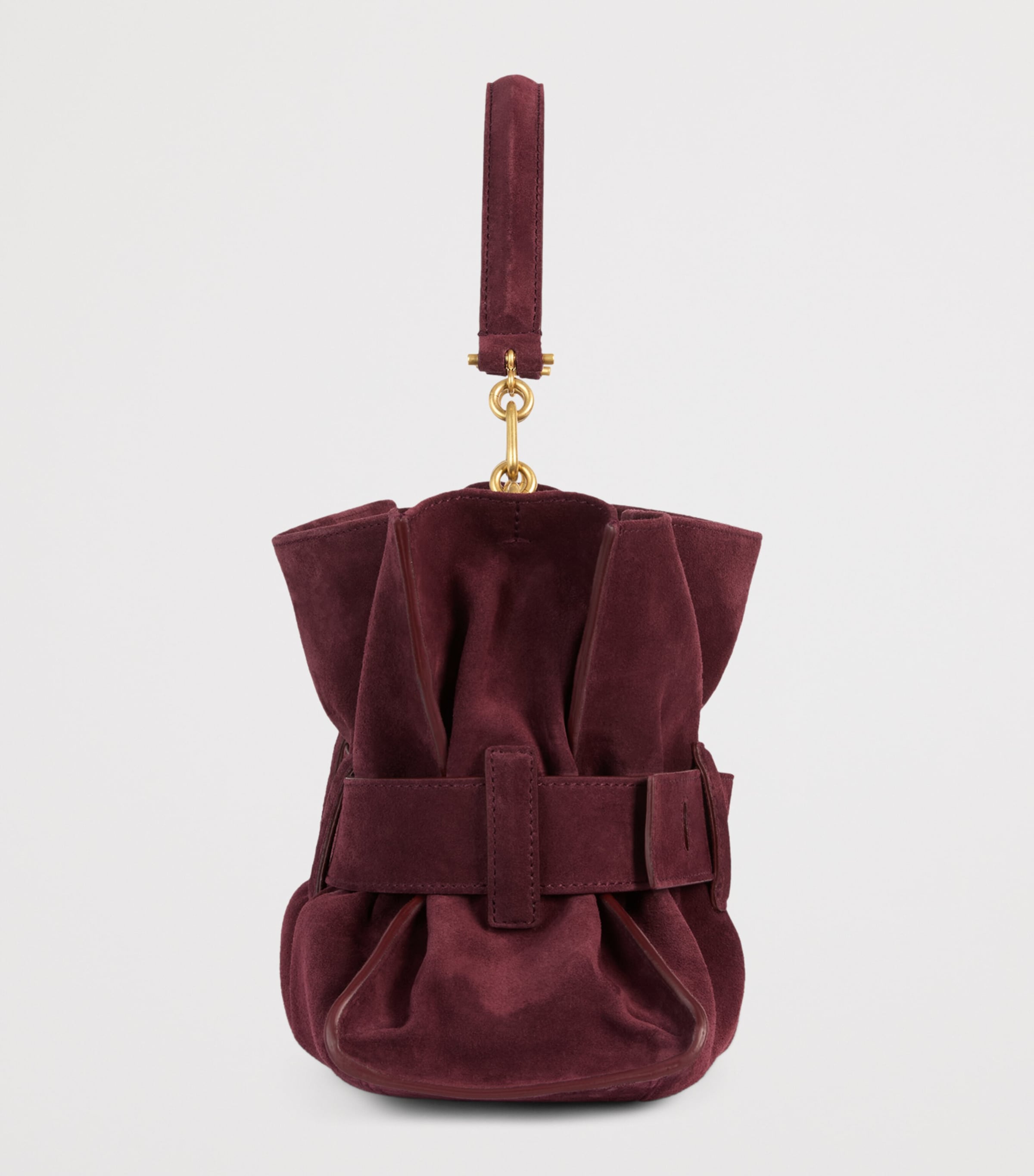 Balmain Medium Suede Anthem Shoulder Bag Lie De Vin Image 6