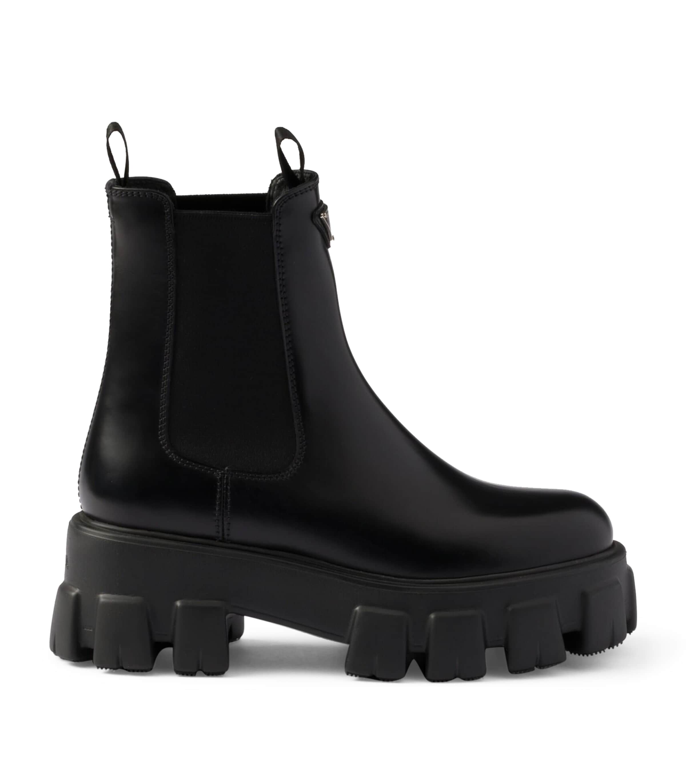 Prada Black Leather Monolith Ankle Boots 55 Harrods UK