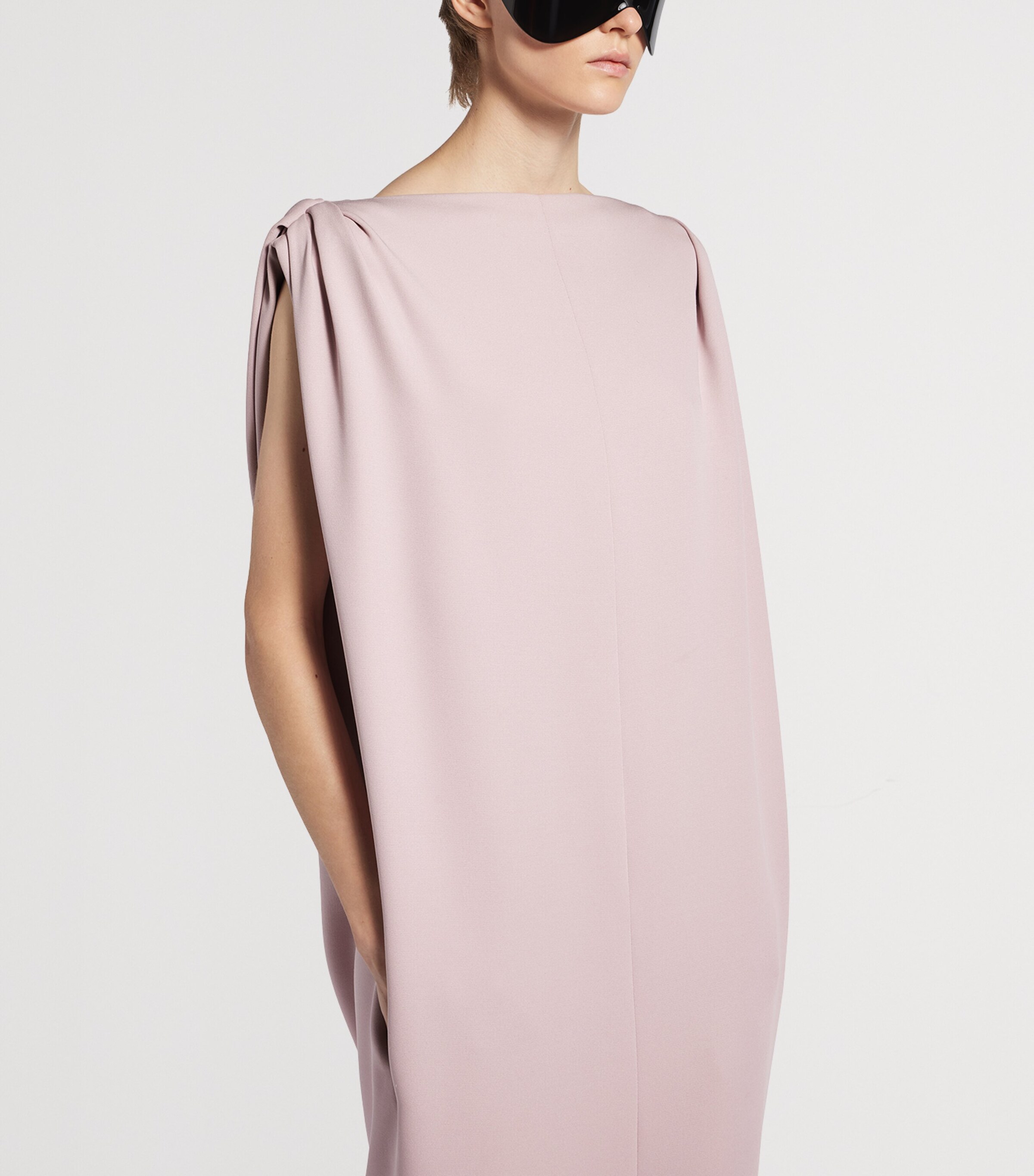 Balenciaga Womens Silk-Wool Sack Midi Dress Image 5