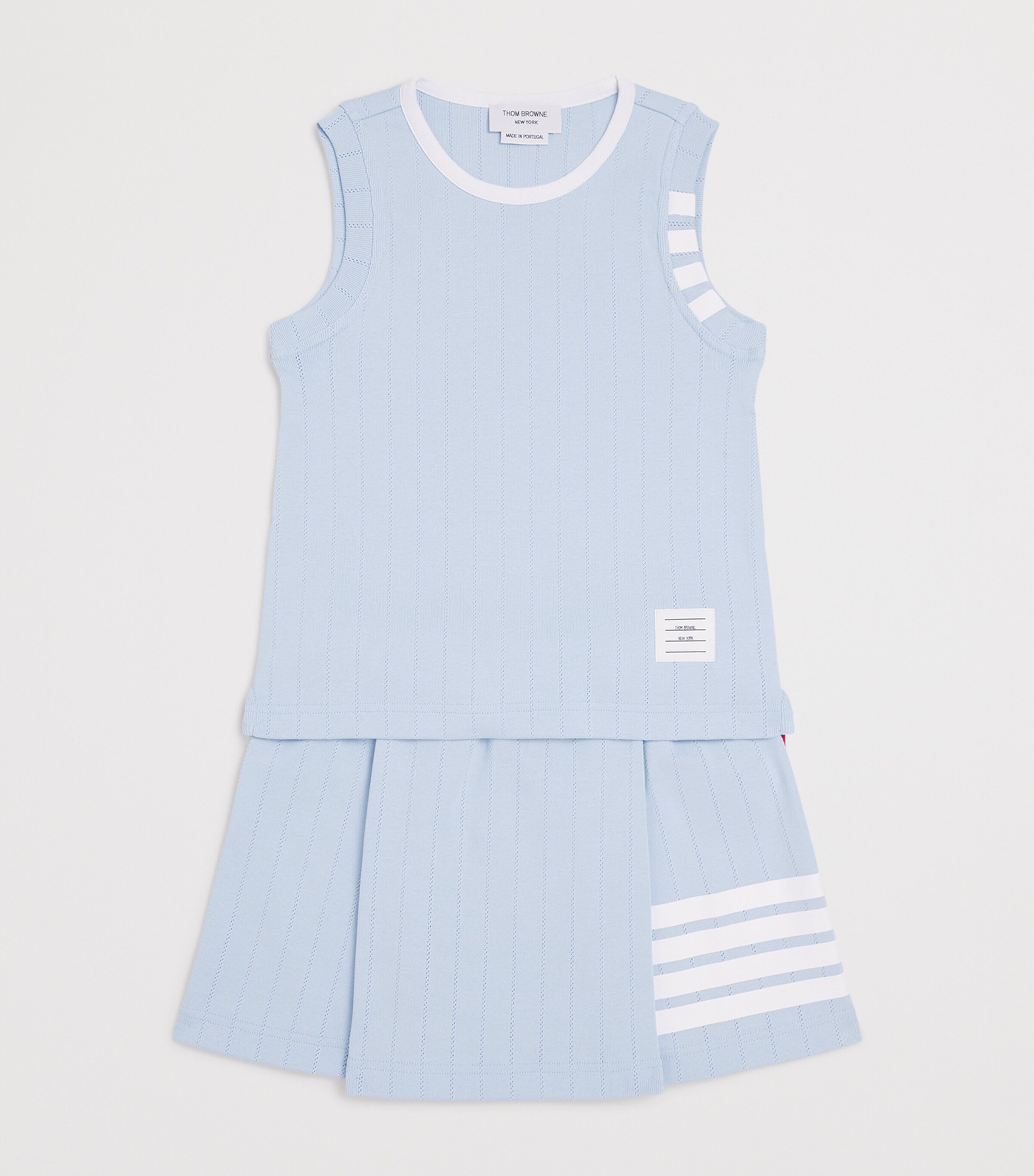 Thom Browne Kids Cotton Ringer Tank Top (2-12 Years) Light Blue Image 3