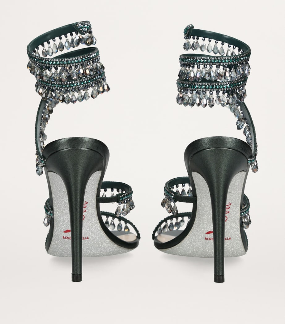 René Caovilla Embellished Chandelier Sandals 105 Teal Image 2