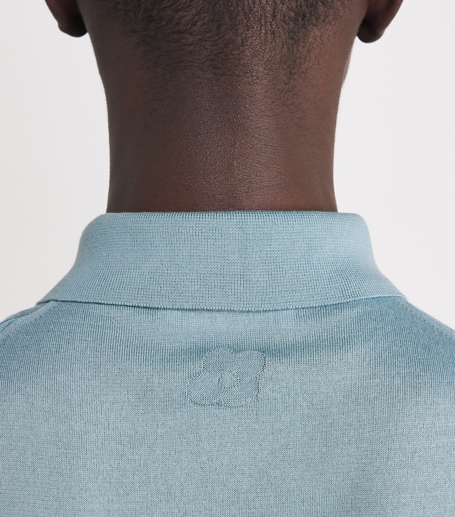 Cotton Knit Polo Shirt 820 LIIGHT BLUE Image 6