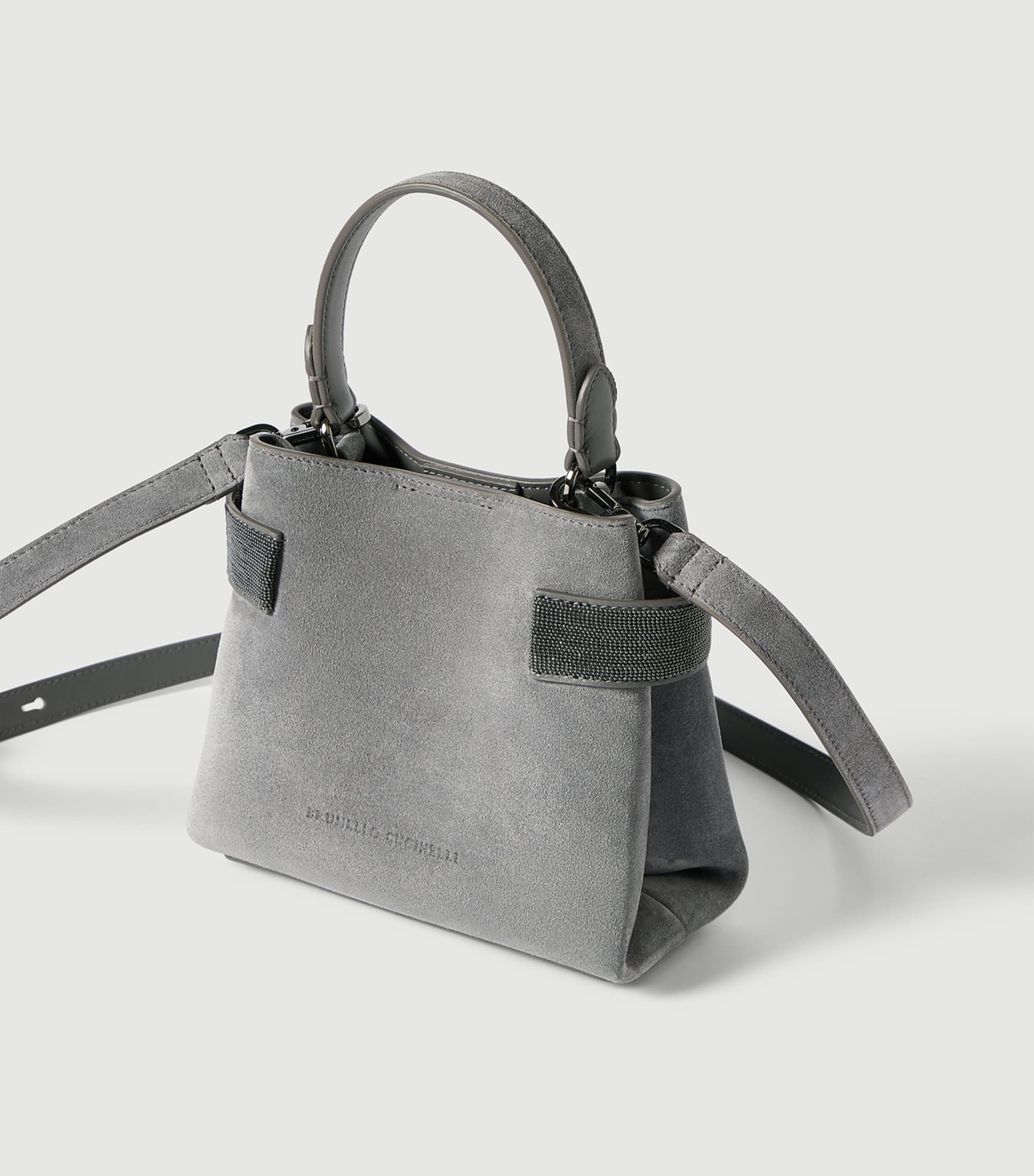 Brunello Cucinelli Small Suede Essence Top-Handle Bag Image 6