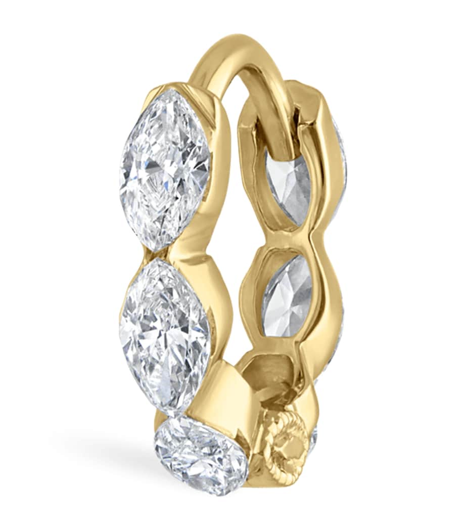 Invisible Set Diamond Marquise Eternity Single Hoop Earring (6.5mm) YELLOW GOLD Image 1