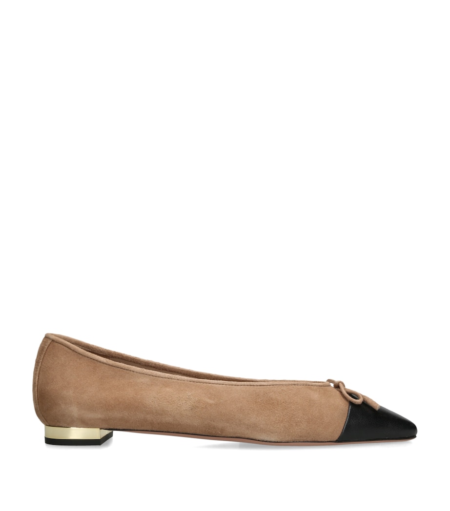 Aquazzura Suede Gioia Ballet Flats Tan Comb Image 1
