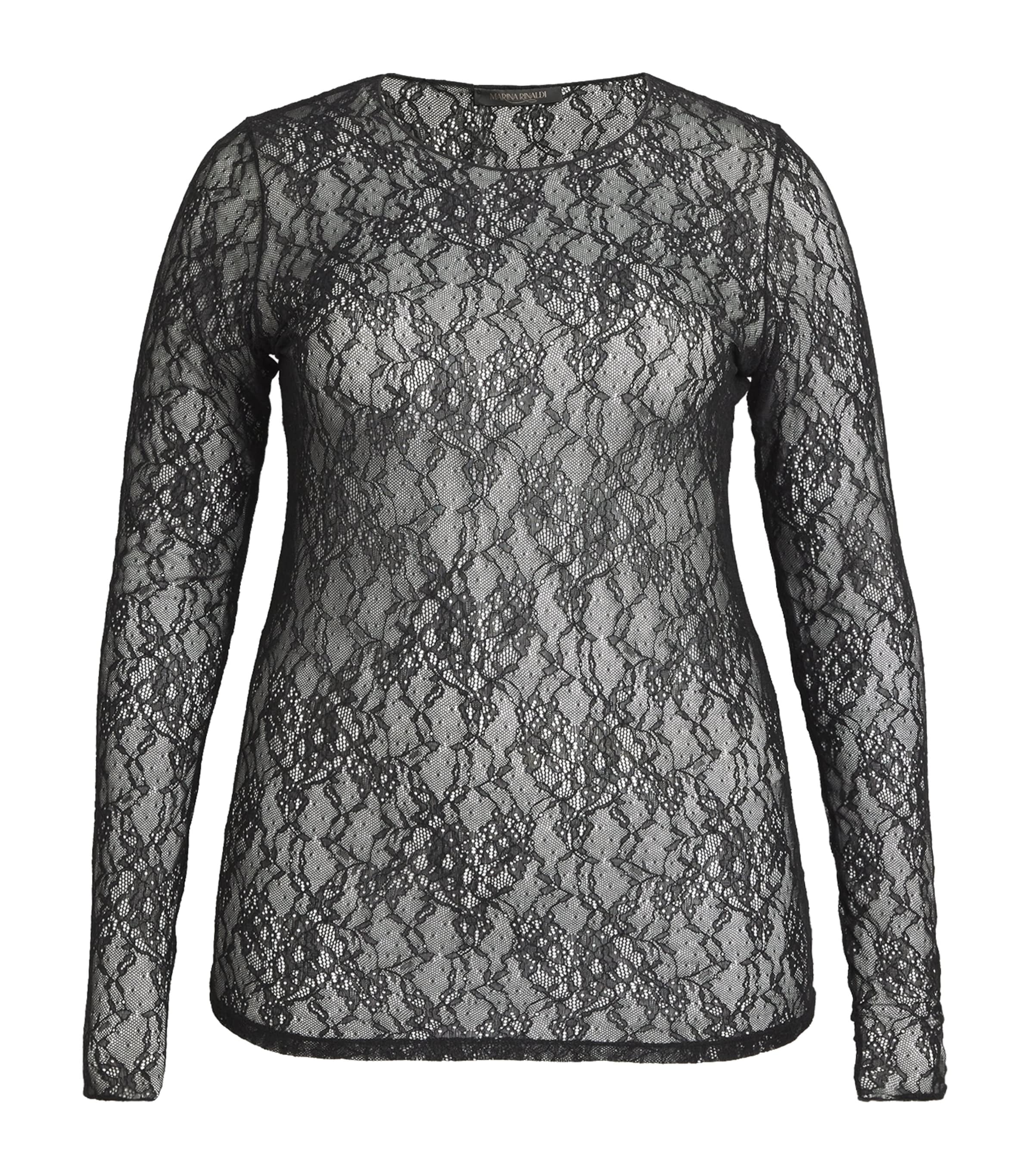 Shop Marina Rinaldi Stretch-lace T-shirt In Black