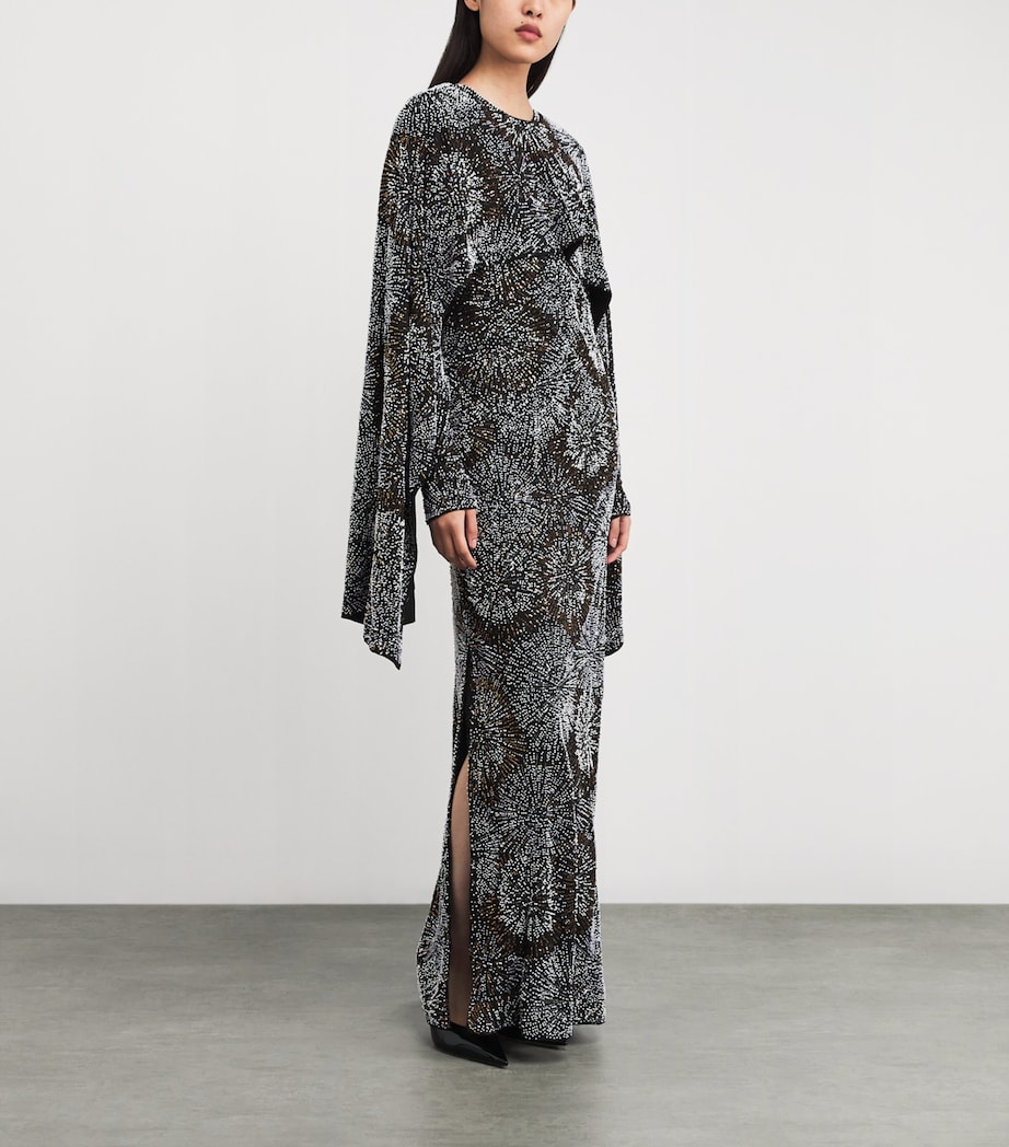 Sequinned Cape Gown P001 BLACK Image 2