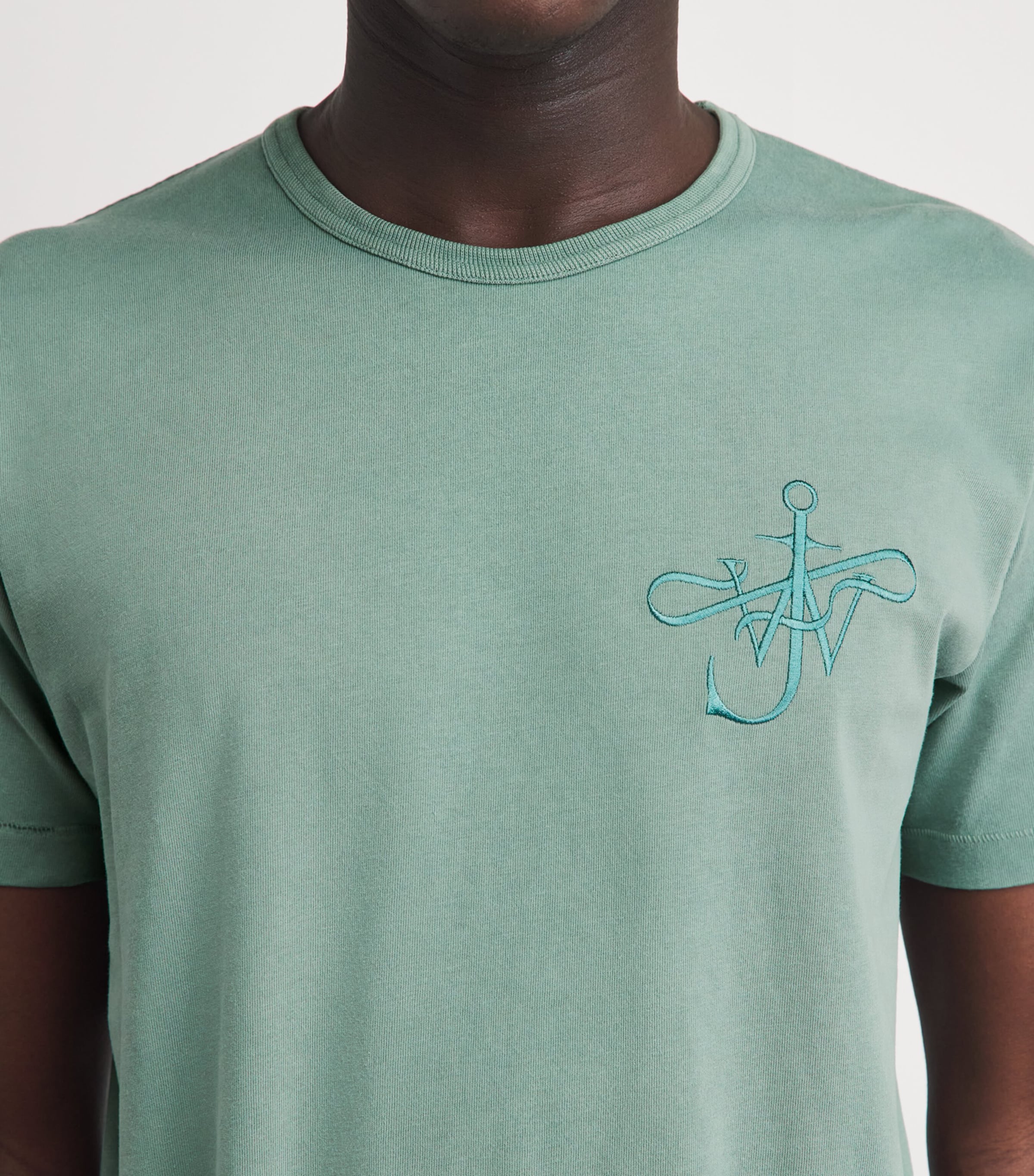 JW Anderson Mens Cotton Ribbon Anchor T-Shirt Washed Teal Image 3