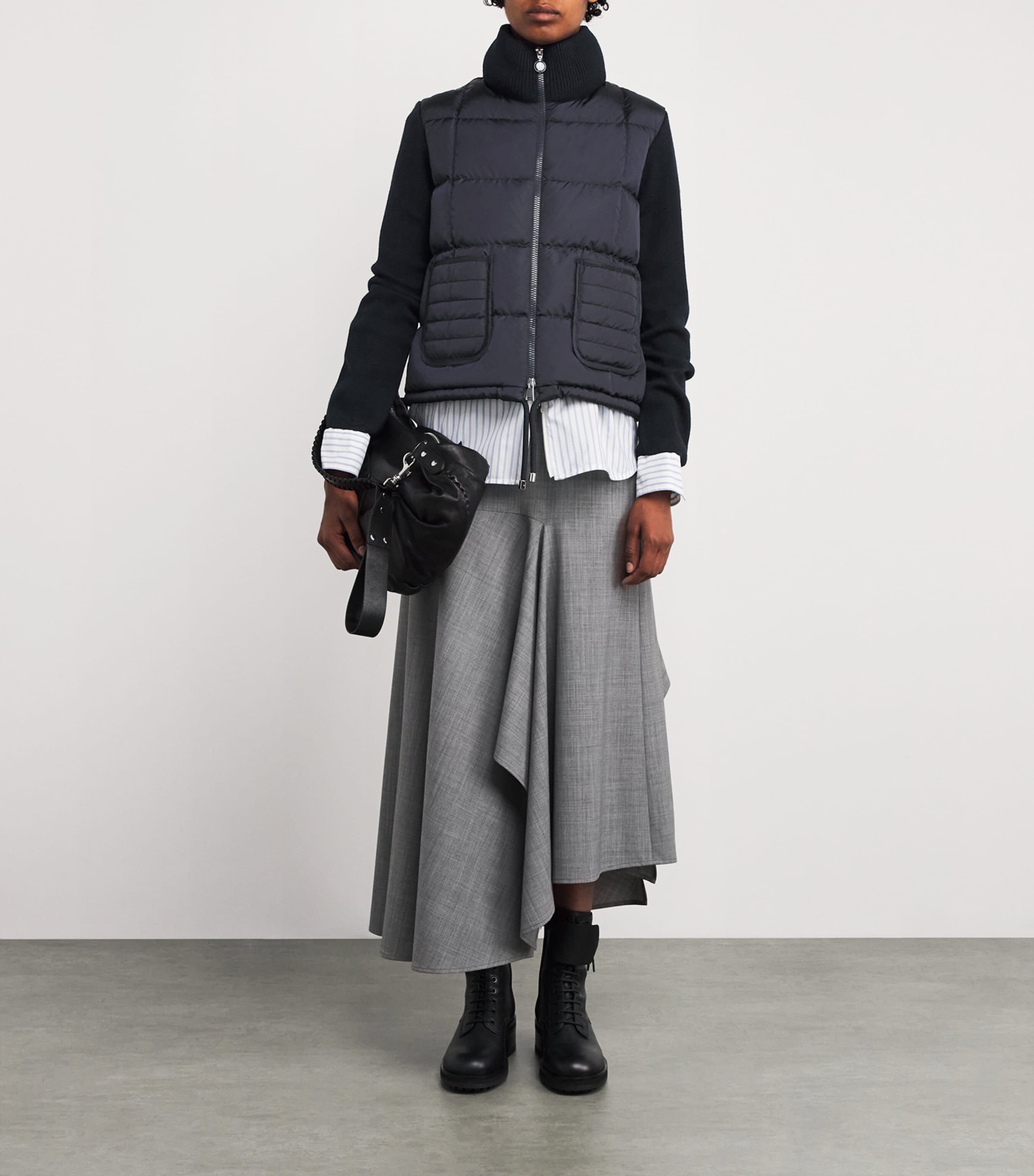 Down-Wool Panelled Cardigan 742 Image 2