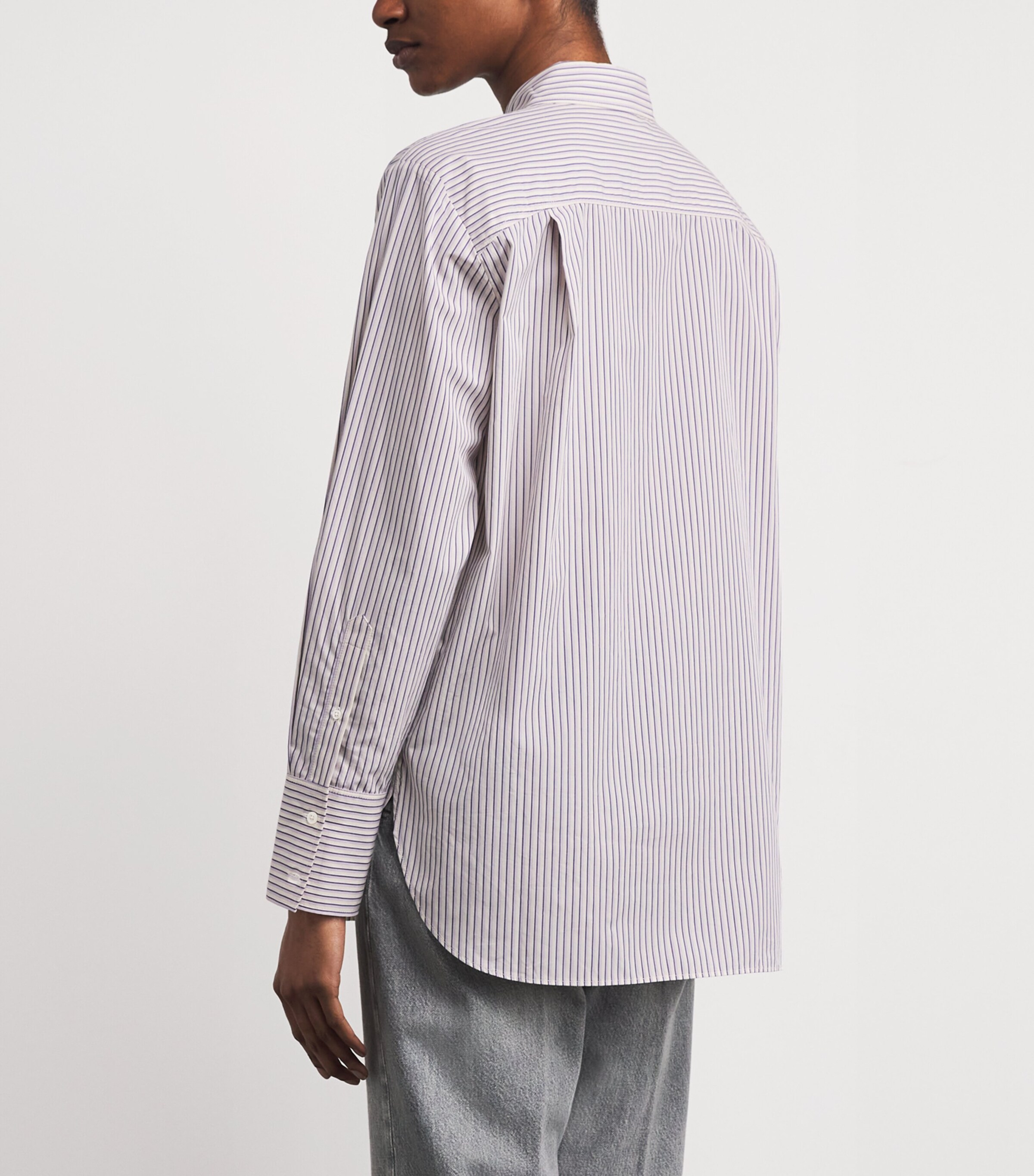 Cotton Stripe Oversized Shirt AUBERGINE MULTI Image 4
