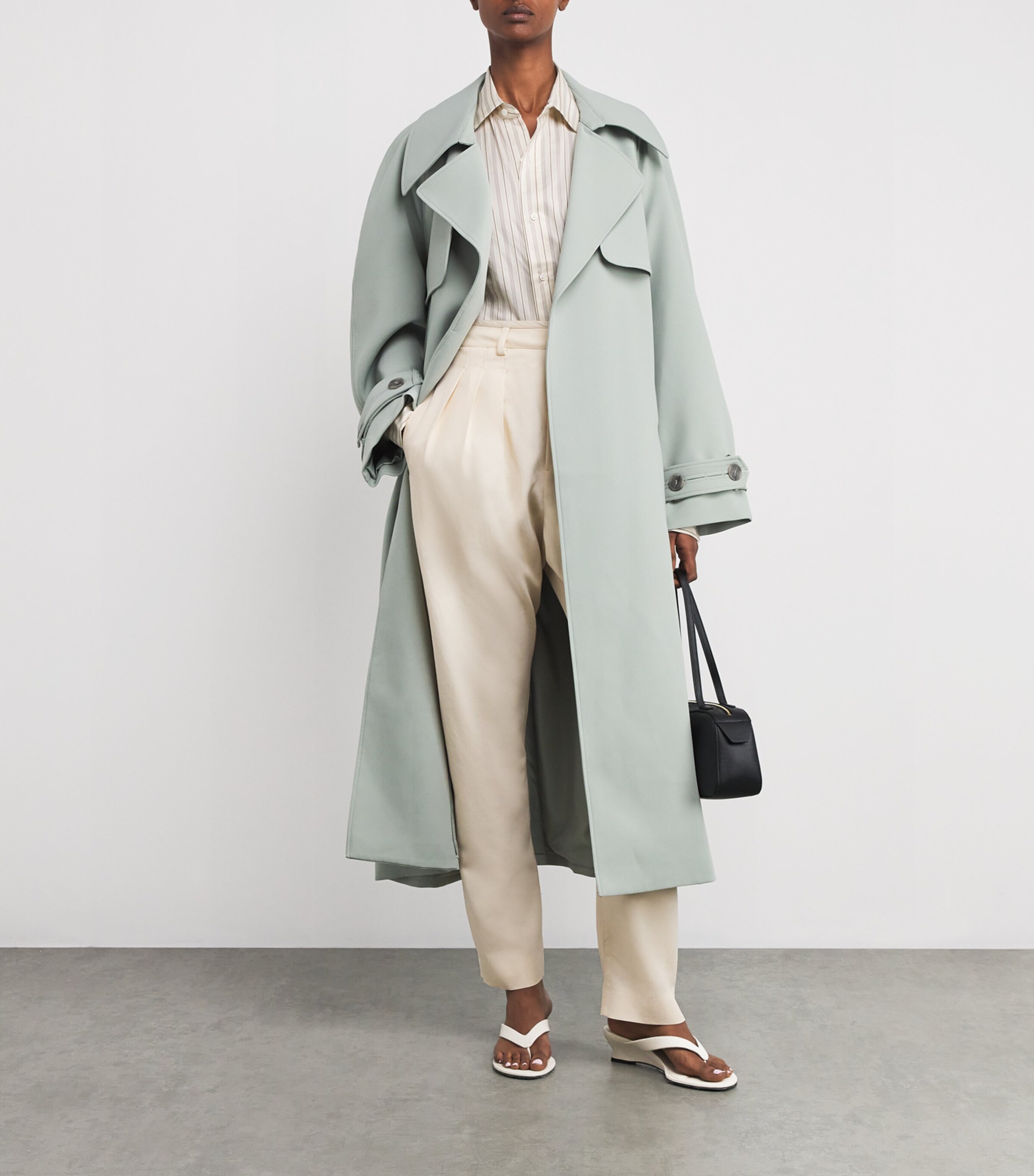 Leather Micro Wedge Sandals 40 WHITE Image 4