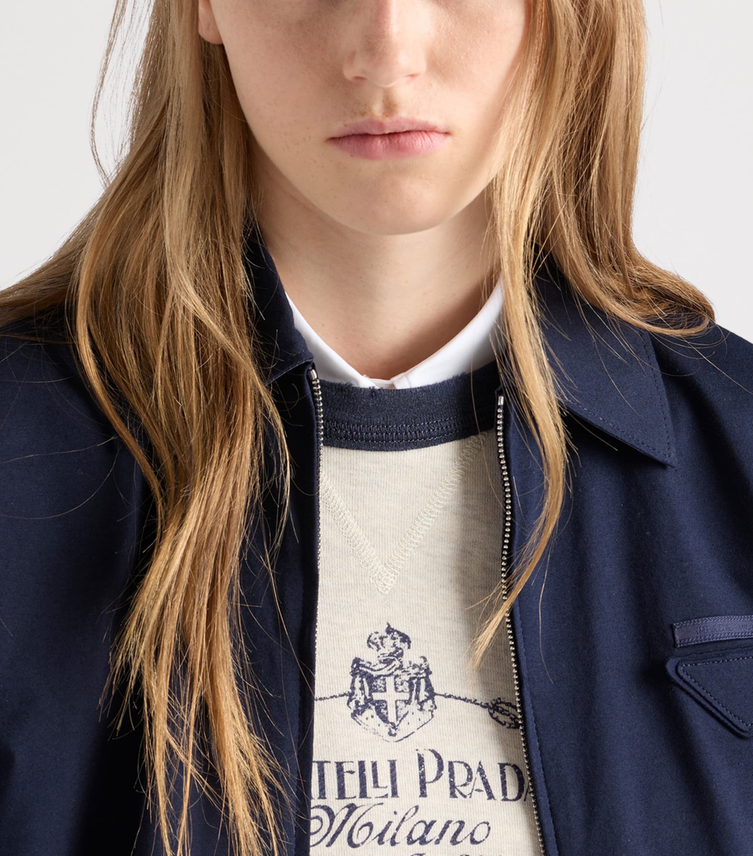 Prada Womens Cotton Reversible Blouson Jacket Blue Image 3