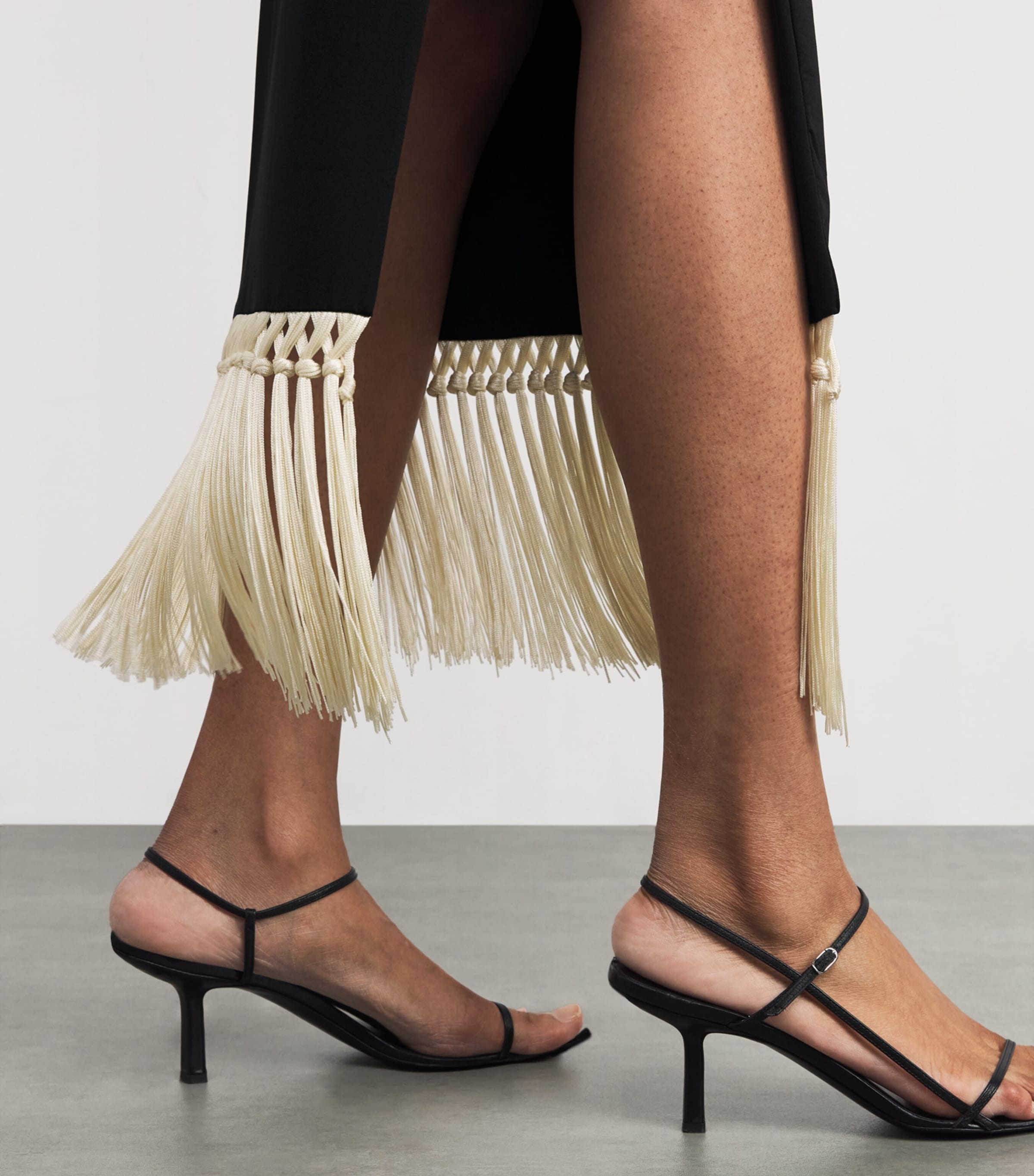 Fringe Tropicana Midi Dress BLACK-IVORY Image 5