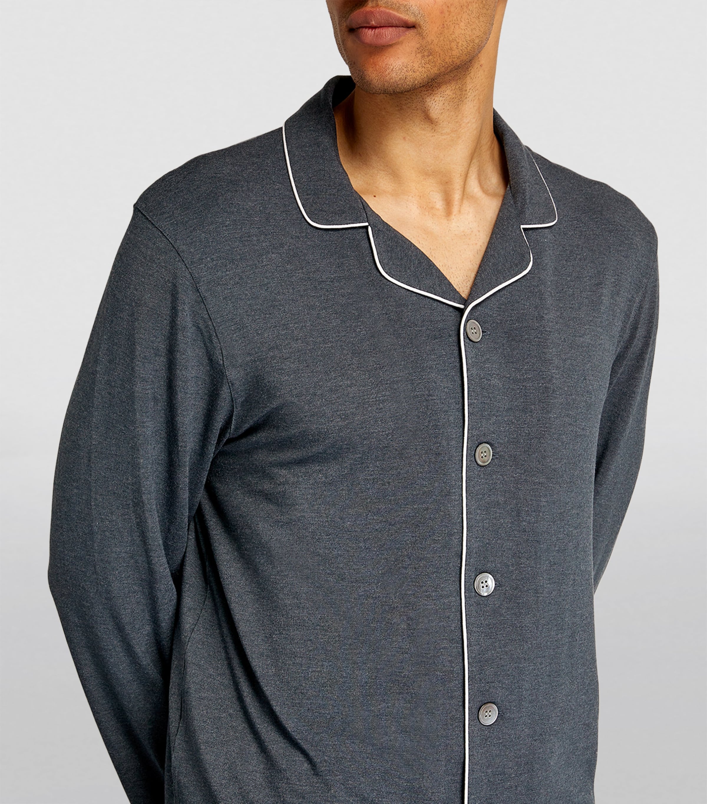 Derek Rose Mens Modal-Blend Basel Pyjama Set Grey Image 3