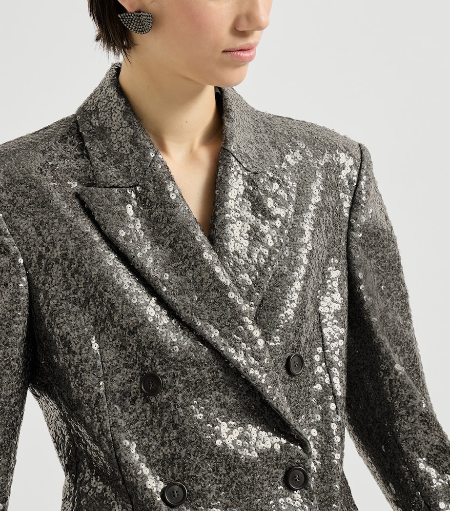 Brunello Cucinelli Womens Virgin Wool Sequin Blazer Image 6