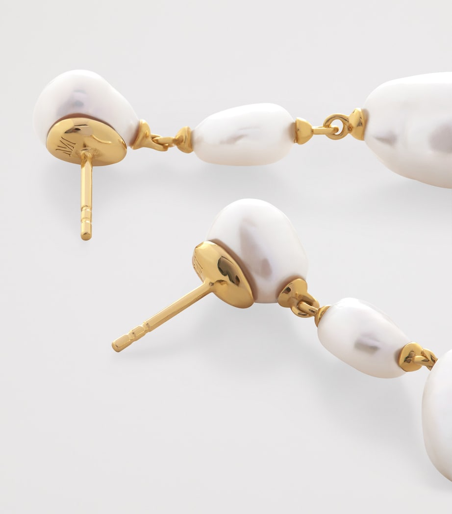 Gold Vermeil and Pearl Nura Drop Earrings 18K GOLD VERMEIL Image 3