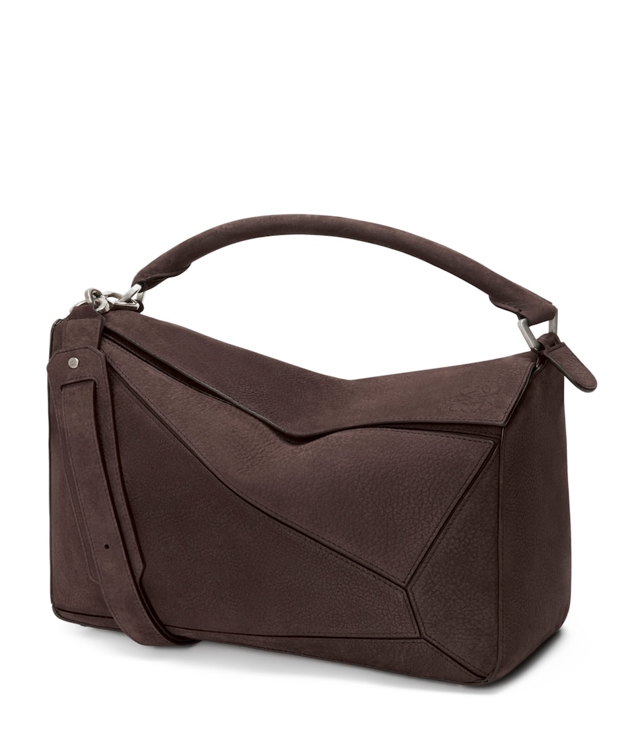 Large Suede Puzzle Top-Handle Bag DARK CHESTNUT Image 1