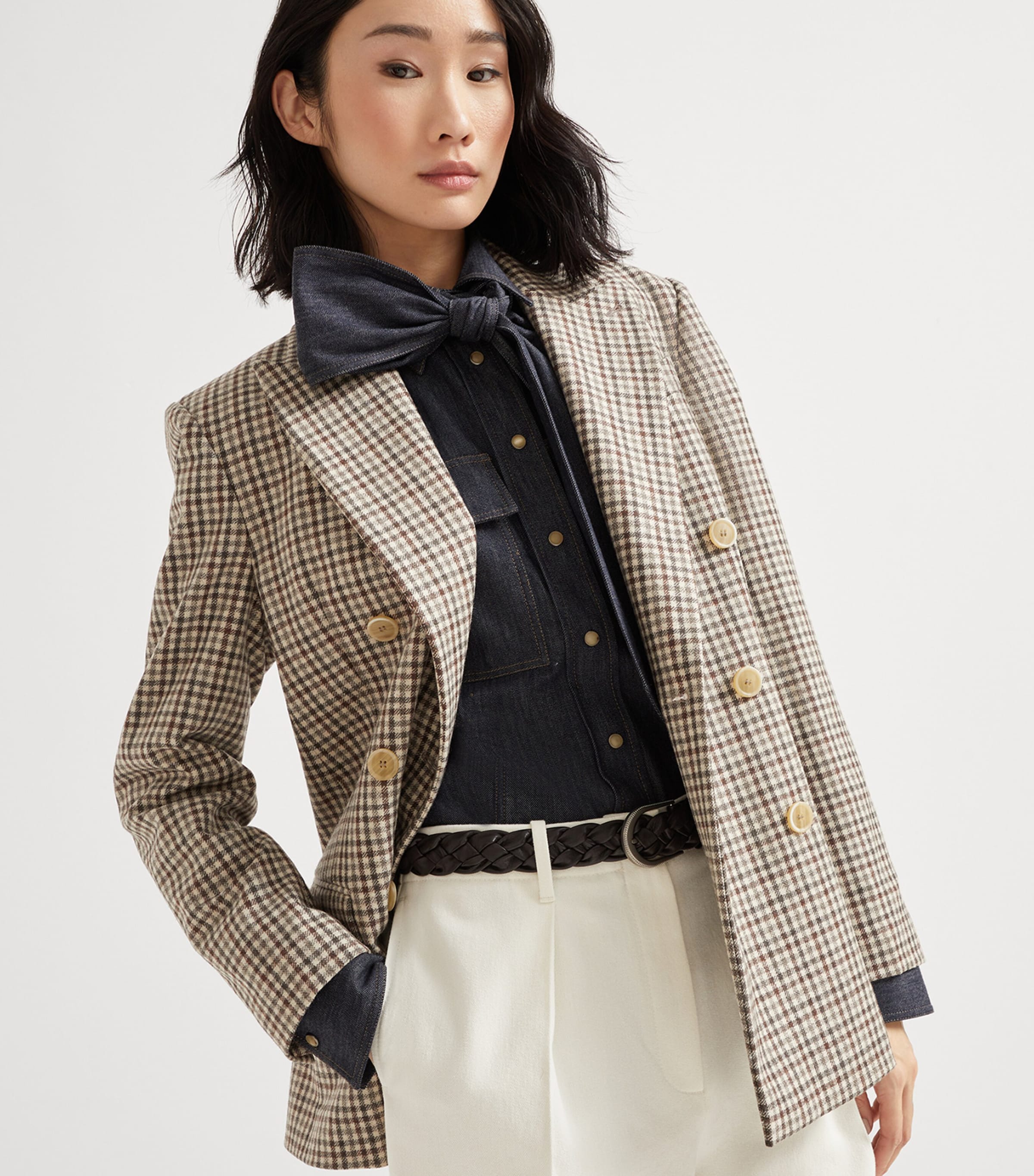 Virgin Wool Flannel Check Blazer C001 Image 5