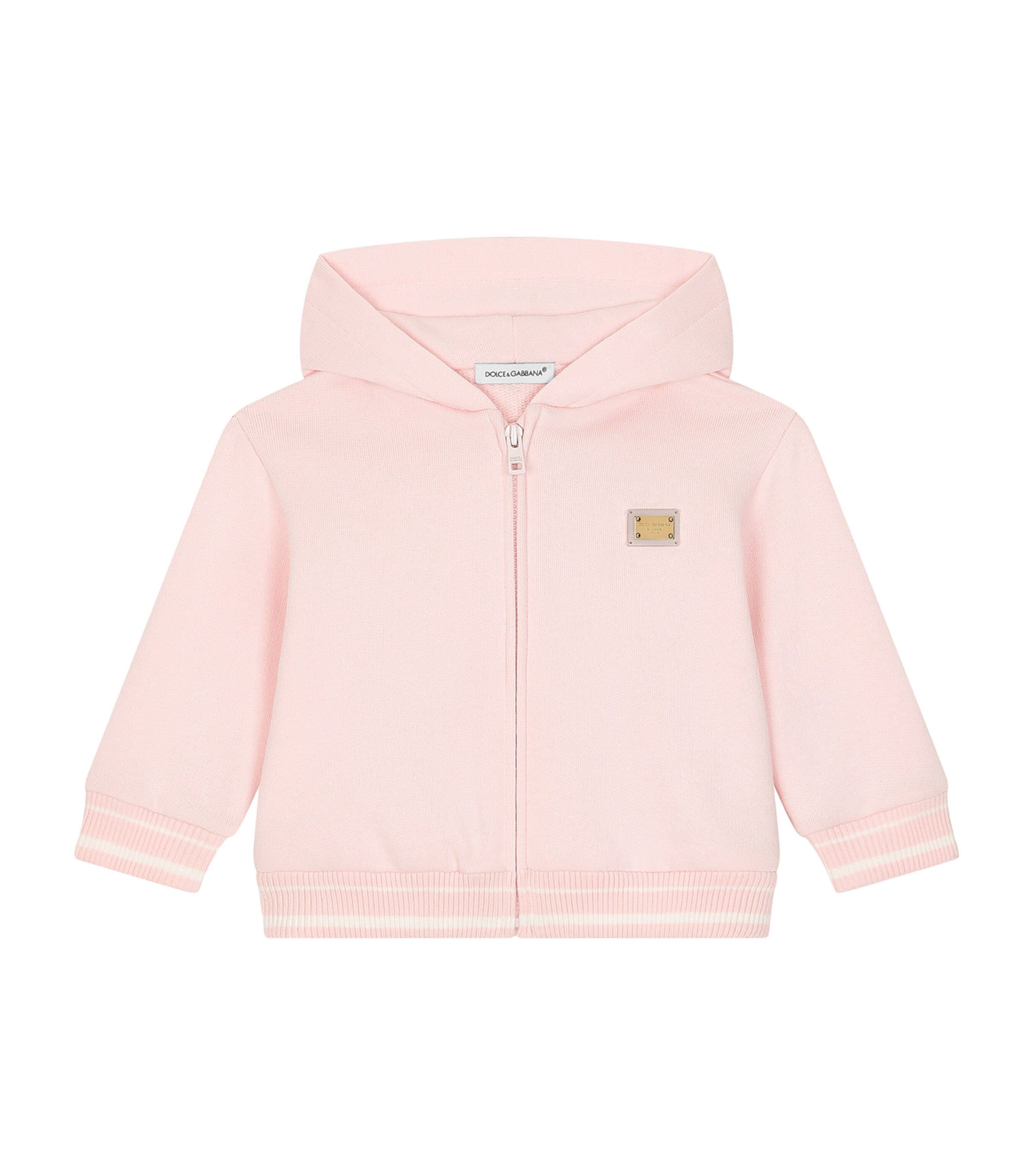 Dolce&Gabbana Kids Cotton Logo Zip-Up Hoodie (3-30 Months) Lavender Image 1