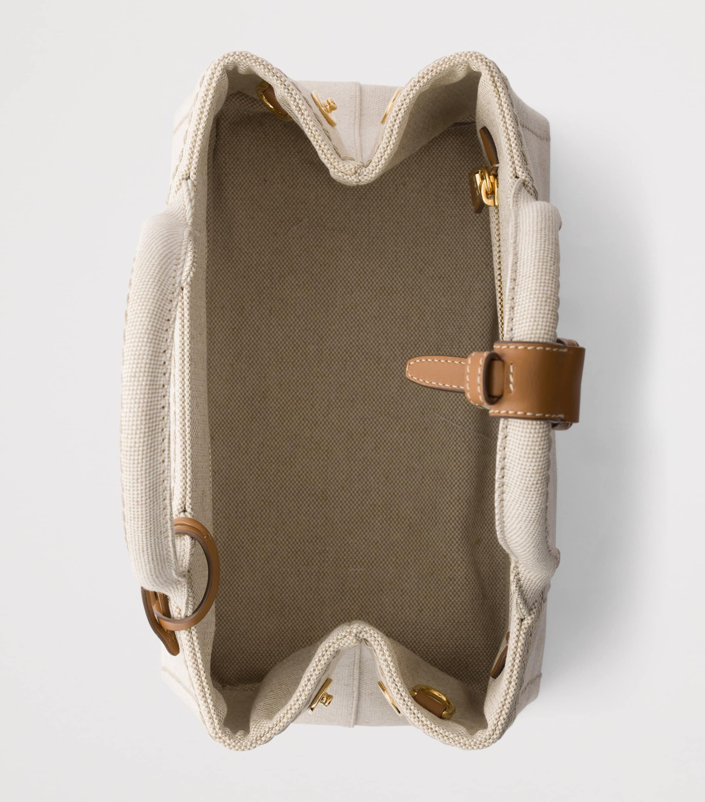 Prada Small Canvas Jardinière Top-Handle Bag Neutral Image 4