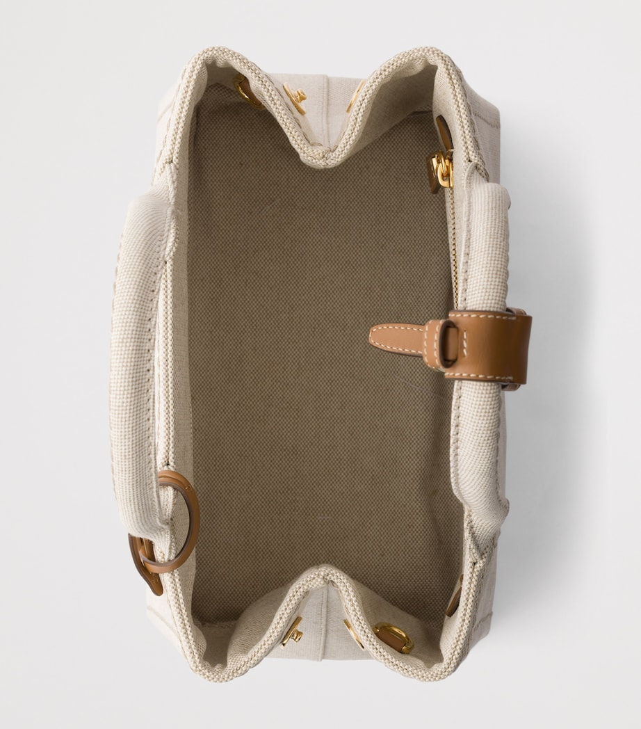 Prada Small Canvas Jardinière Top-Handle Bag Neutral Image 4