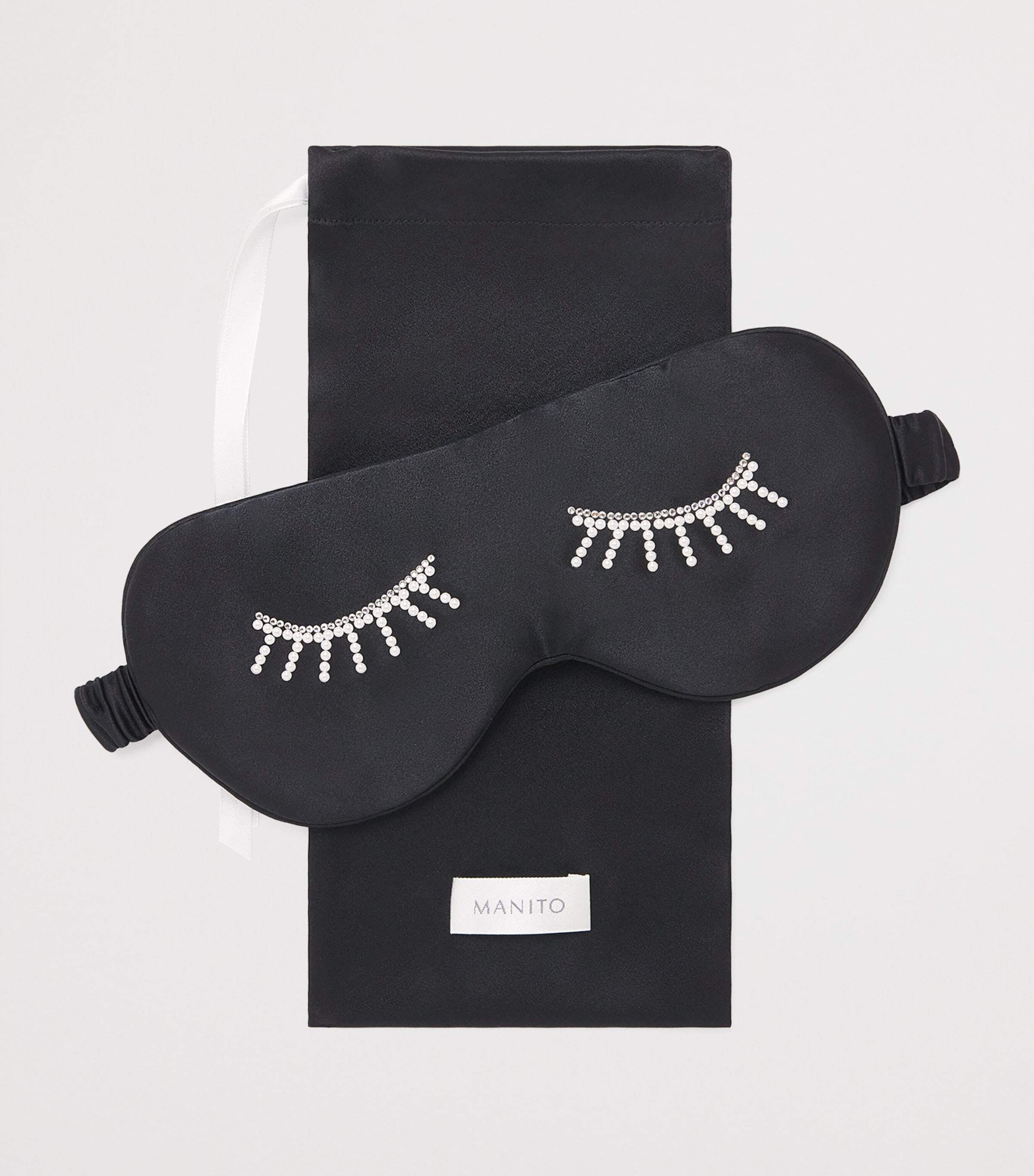 MANITO Womens Mulberry Silk Pearl Lash Eye Mask Classic Black Image 3