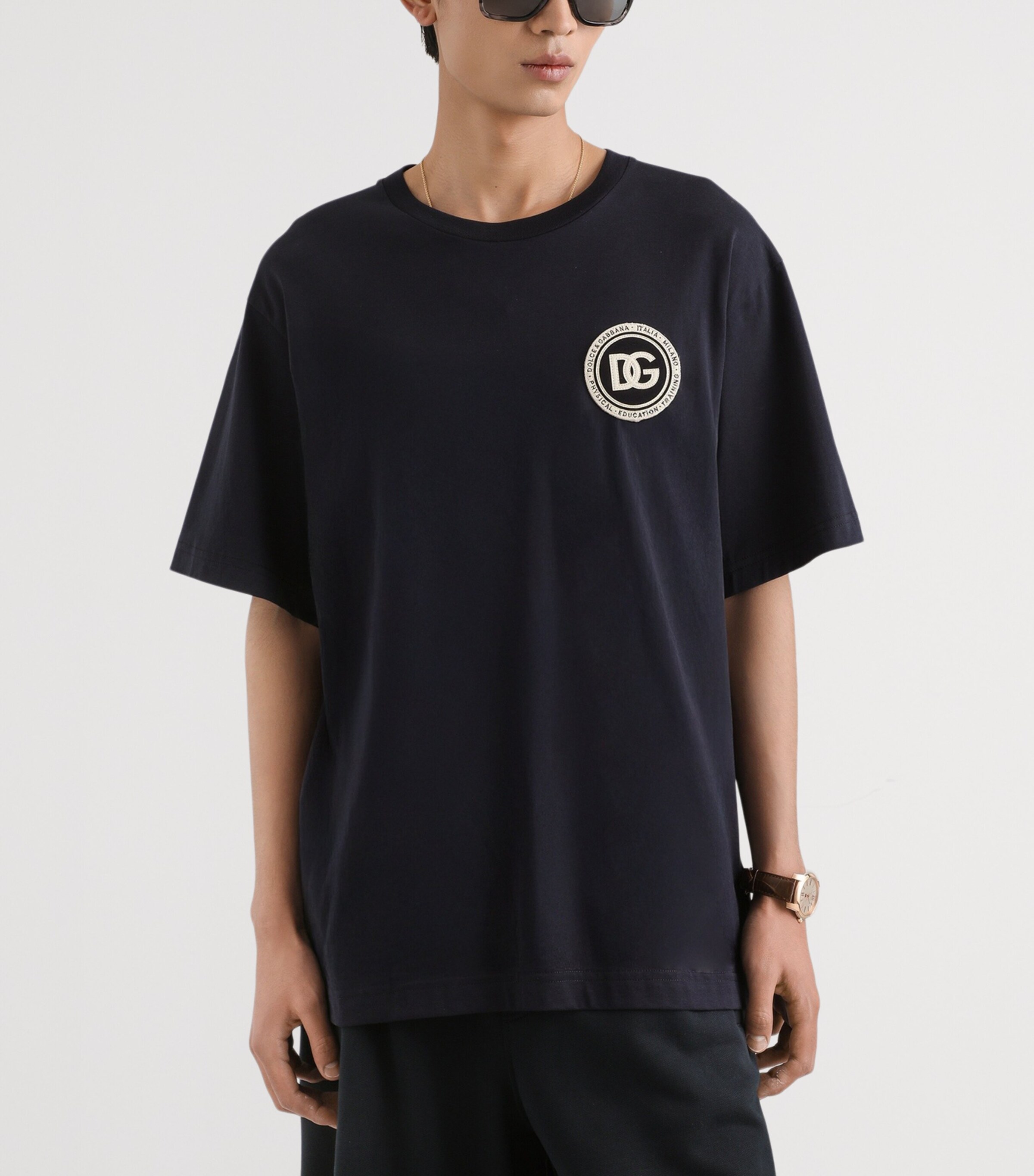 Cotton Logo Patch T-Shirt B0665-VERY DARK Image 4