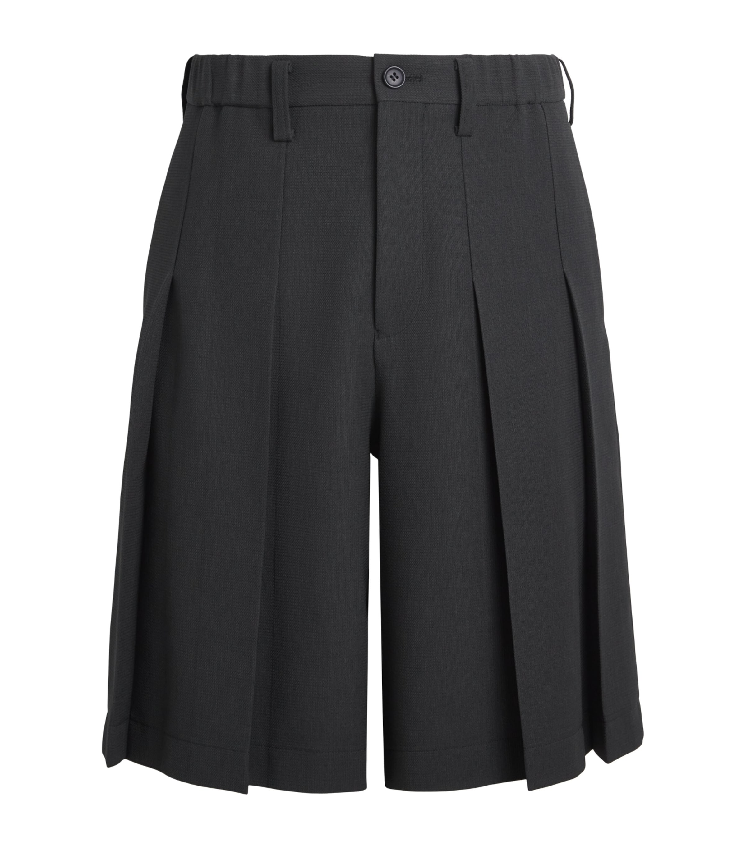 IM MEN Mens Pleated Cornice Shorts Charcoal Gray Image 1