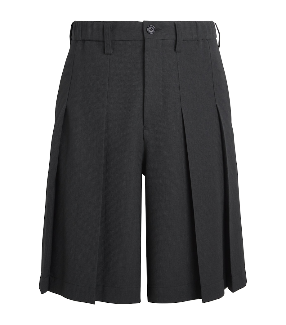 IM MEN Mens Pleated Cornice Shorts Charcoal Gray Image 1